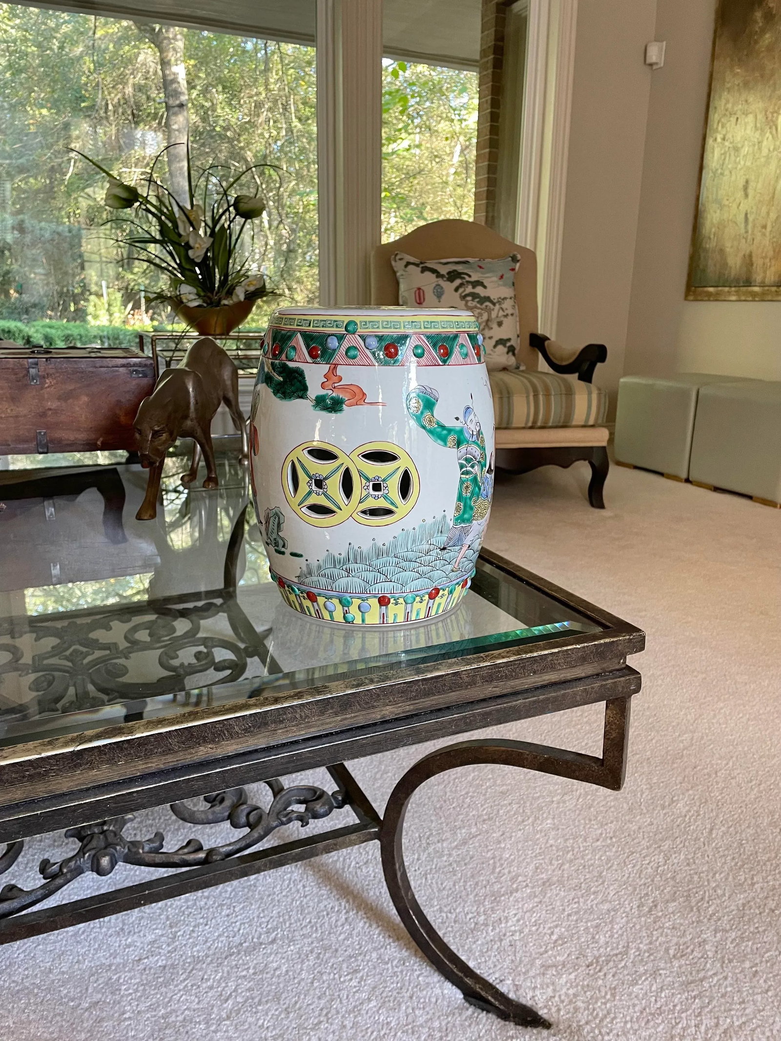 Vintage Chinese "Eight Immortals" Small Garden Stool - 11
