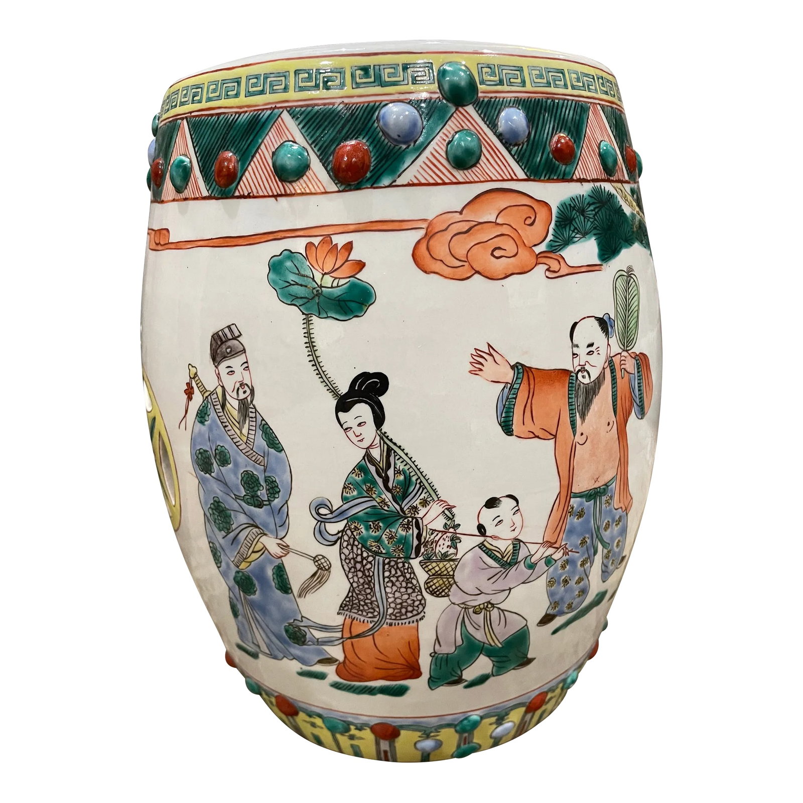 Vintage Chinese "Eight Immortals" Small Garden Stool (1 of 12)