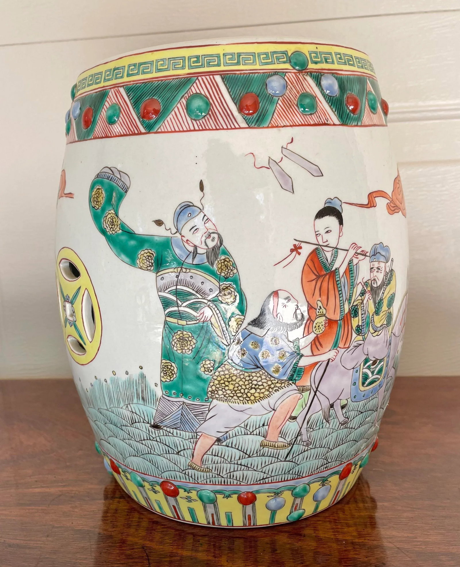 Vintage Chinese "Eight Immortals" Small Garden Stool - 4