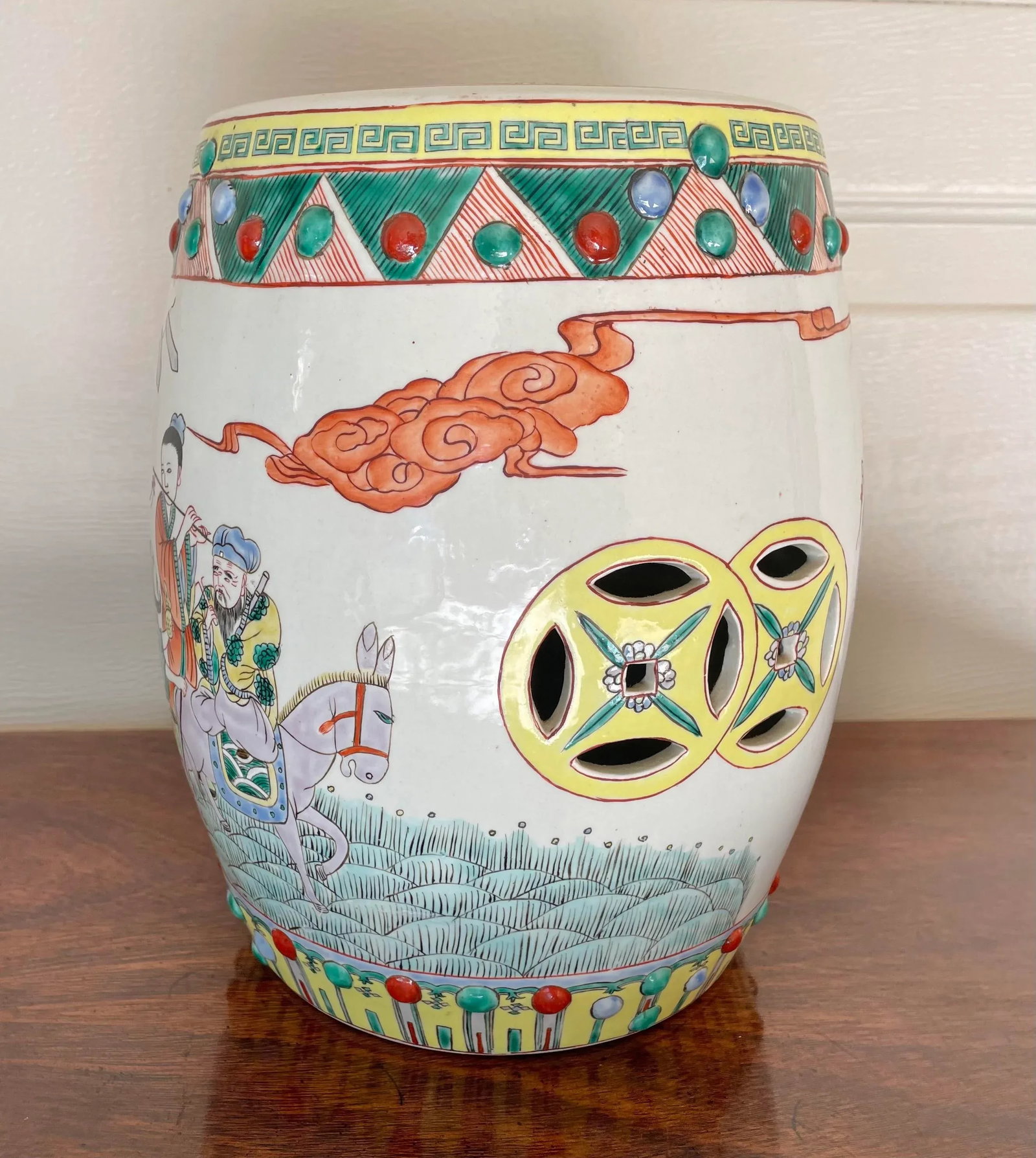 Vintage Chinese "Eight Immortals" Small Garden Stool - 5