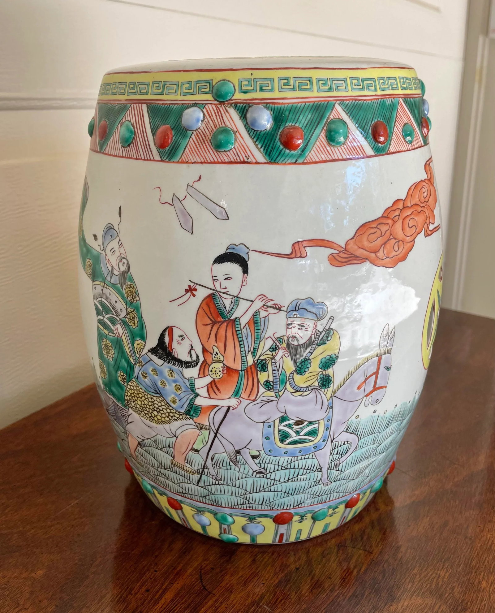 Vintage Chinese "Eight Immortals" Small Garden Stool - 6