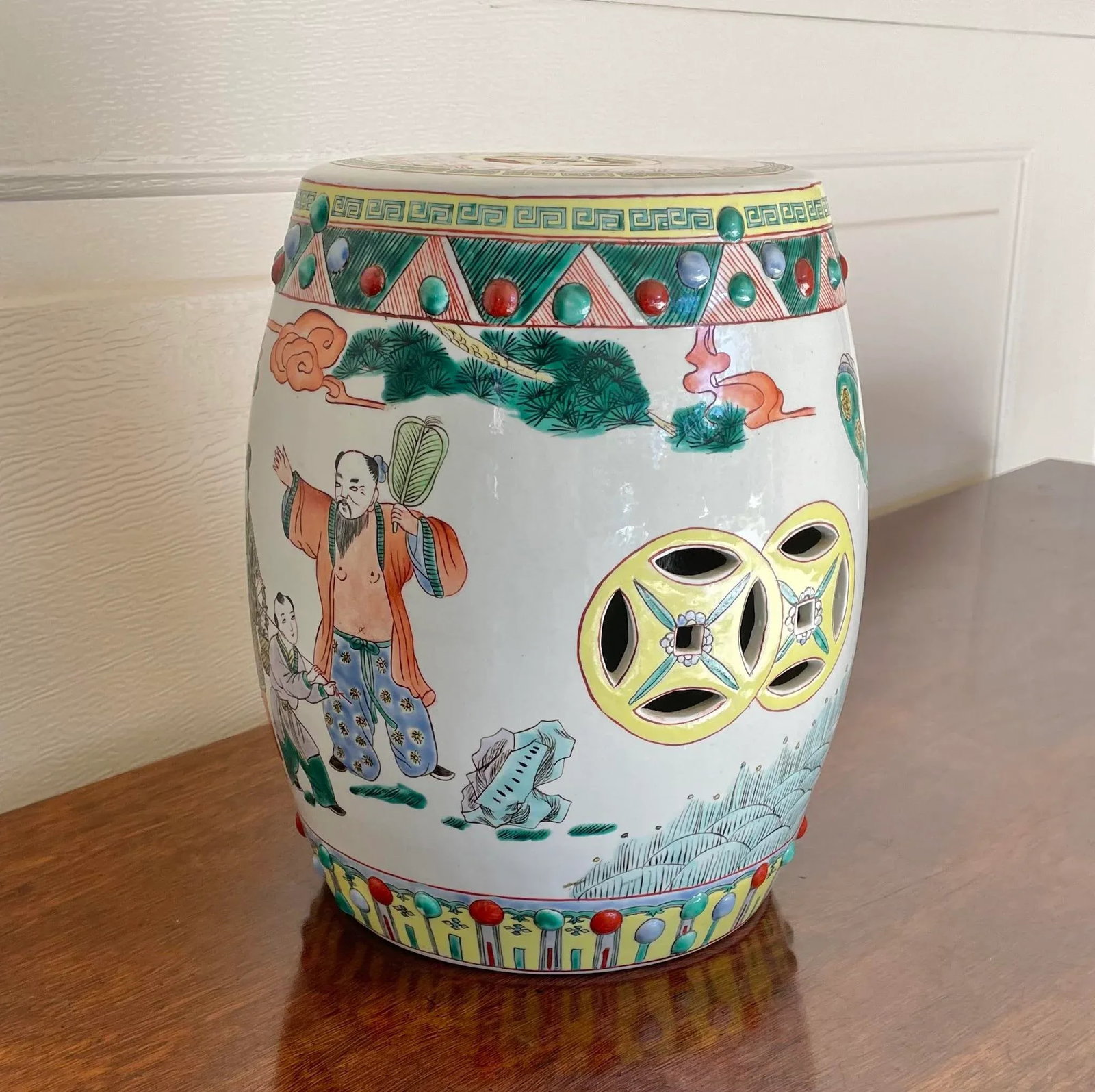 Vintage Chinese "Eight Immortals" Small Garden Stool - 7