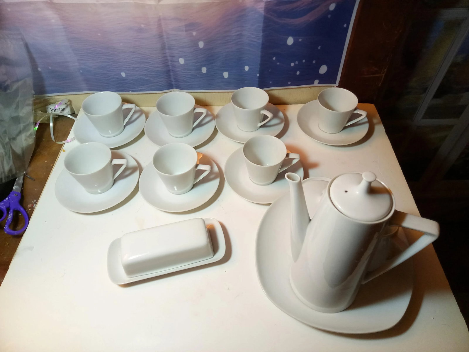 1960s White Porcelain Coffee/Tea Set- 22 Pieces - 6