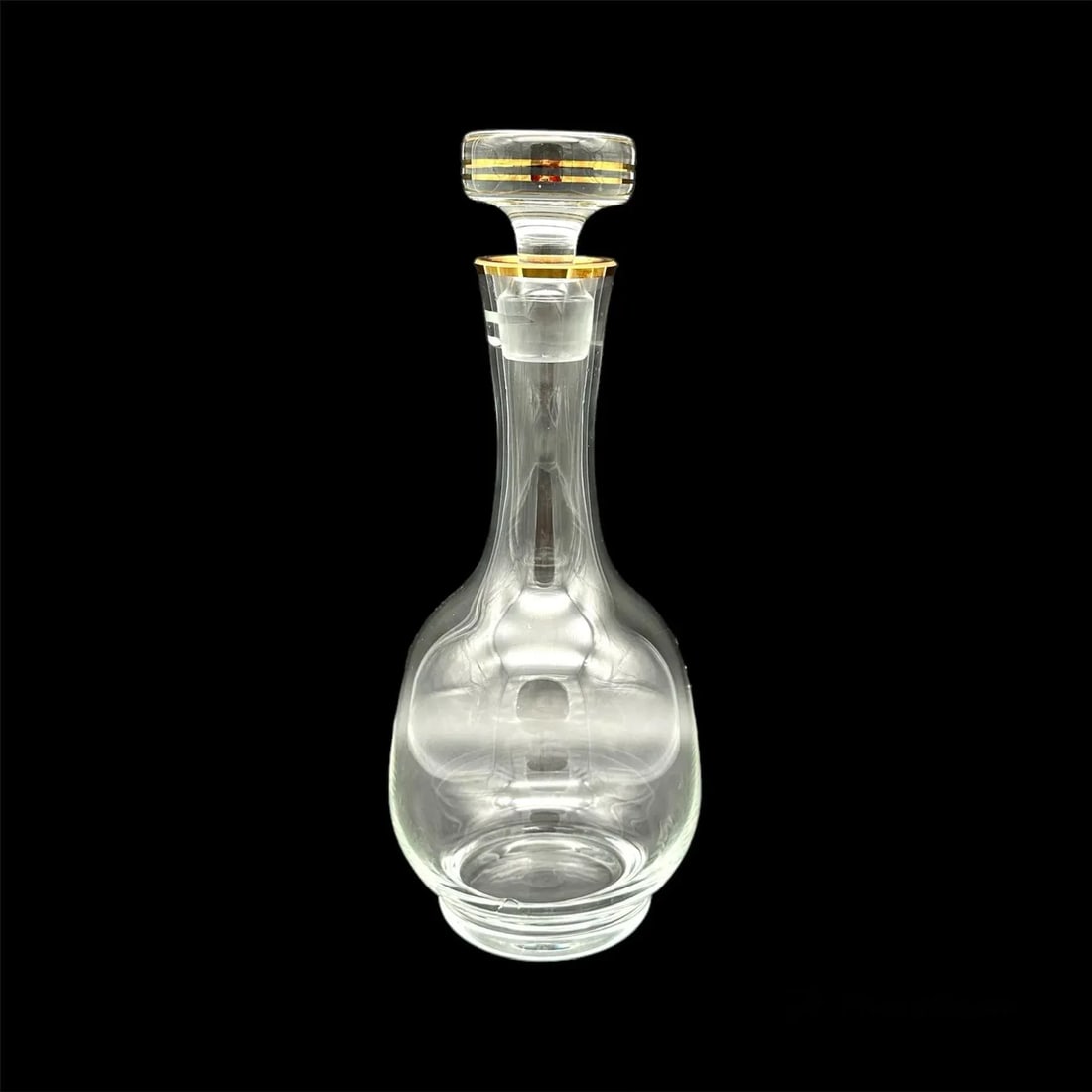 Vintage 24k Gold Rim Crystal Decanter With Goblets Set- 5 Pieces - 3