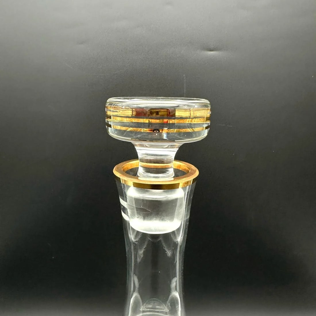 Vintage 24k Gold Rim Crystal Decanter With Goblets Set- 5 Pieces - 4