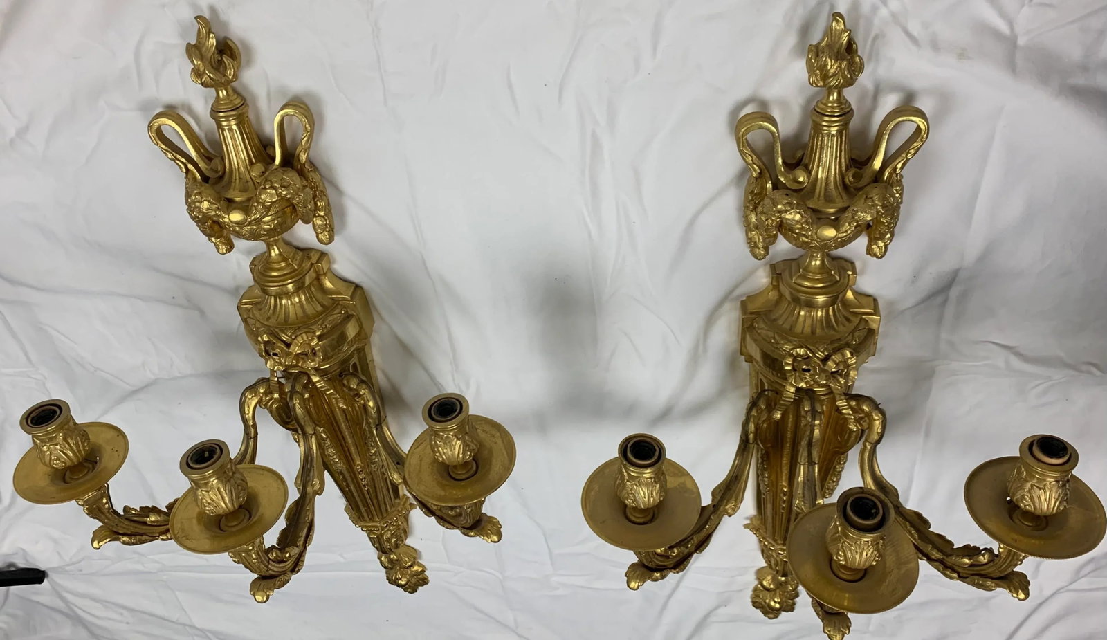19th Century Neoclassical Style Gilt Bronze Sconces - a Pair - 2