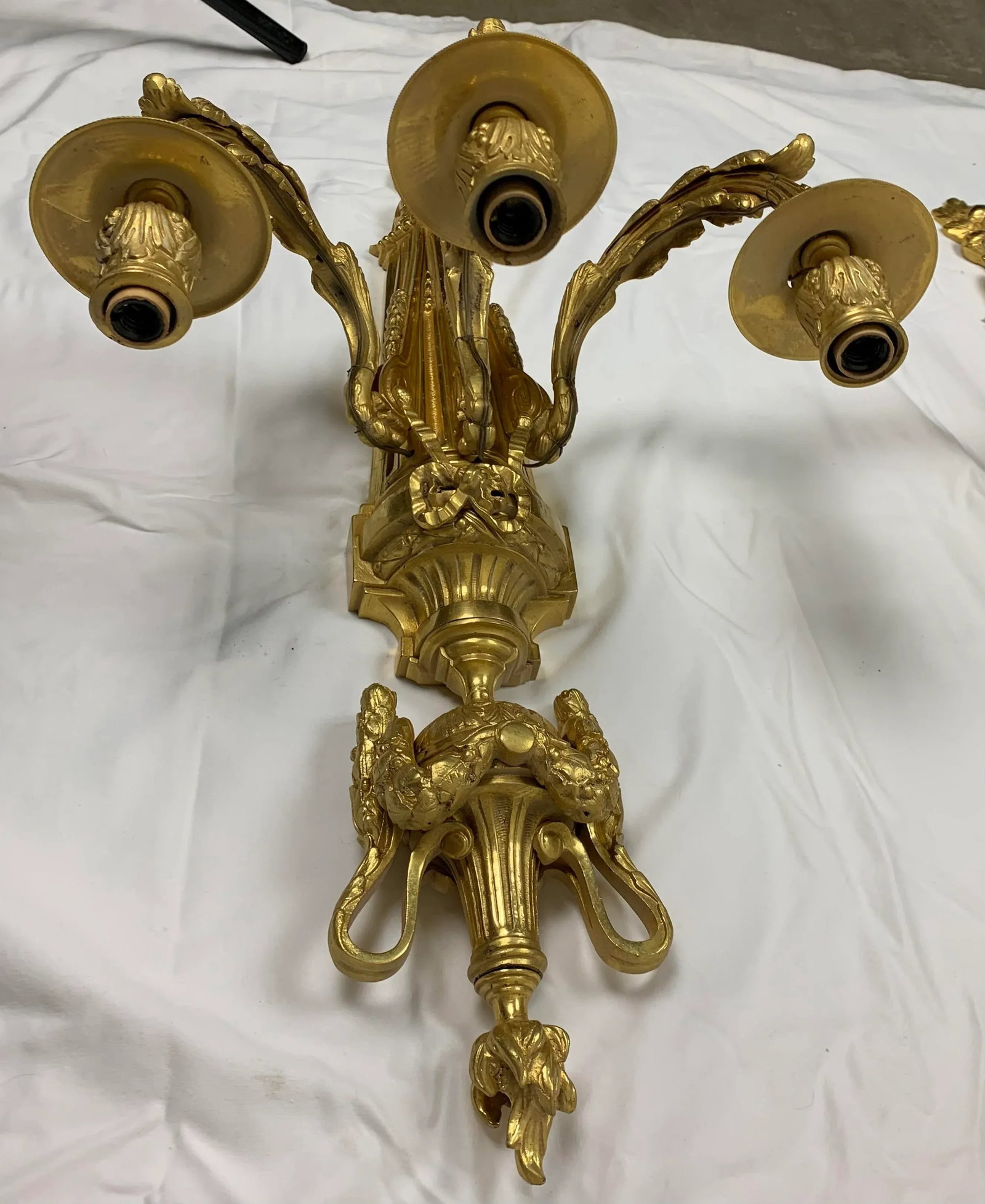 19th Century Neoclassical Style Gilt Bronze Sconces - a Pair - 3
