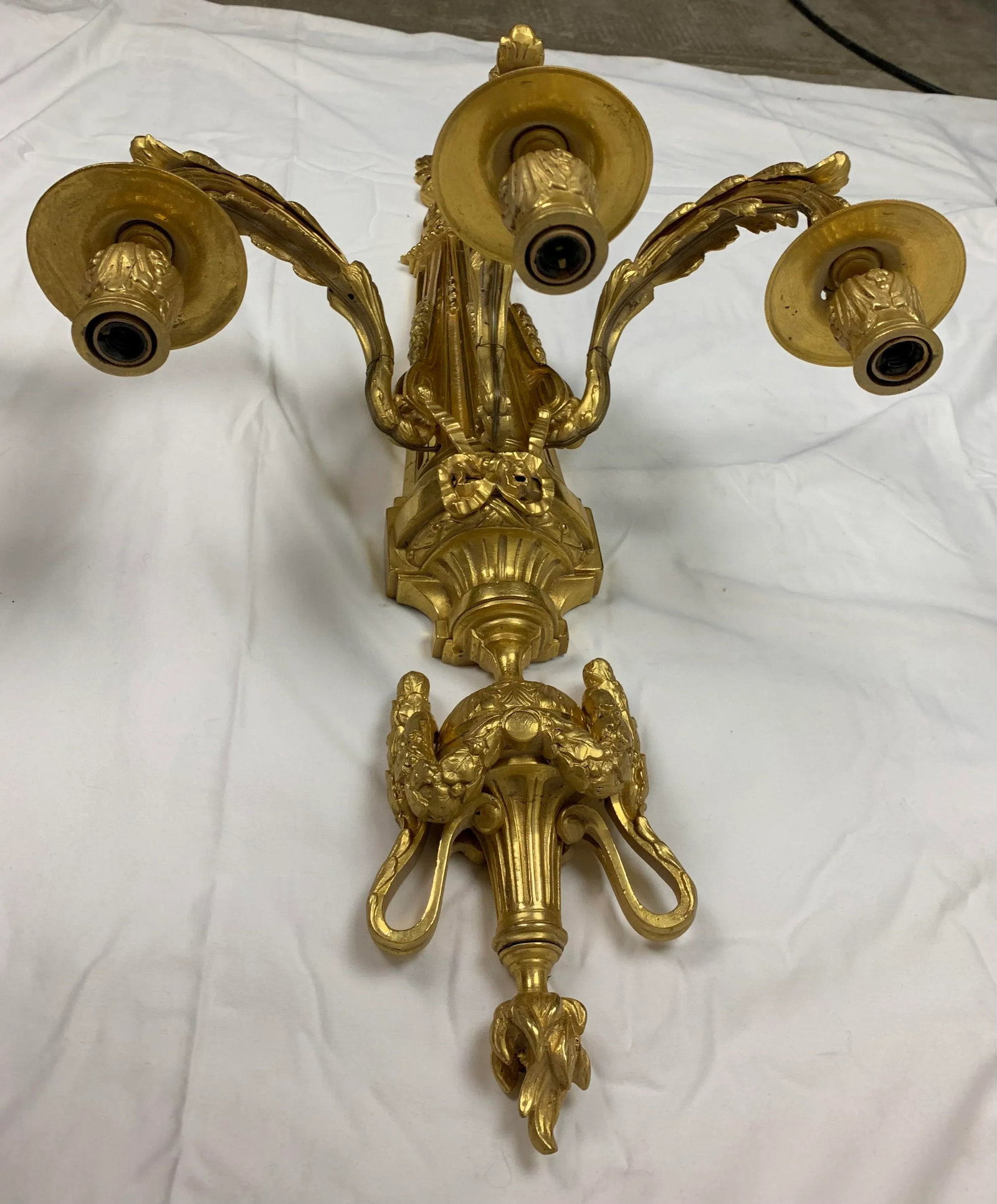 19th Century Neoclassical Style Gilt Bronze Sconces - a Pair - 7