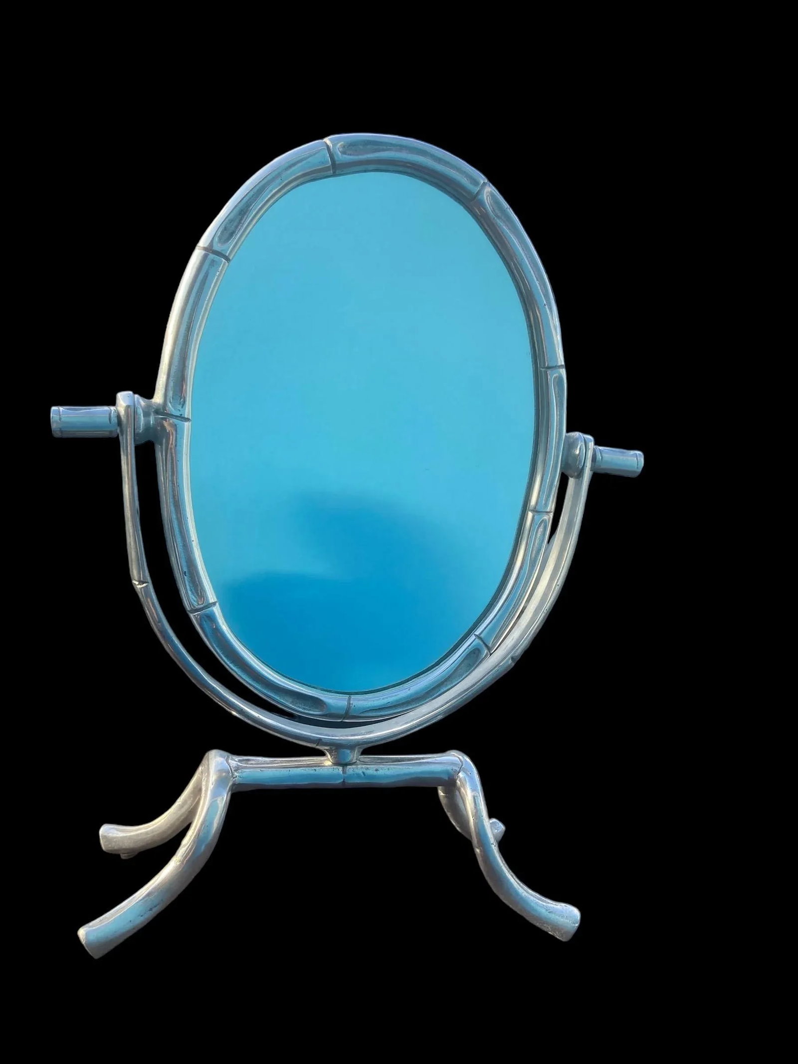 Early 20th Century Art Nouveau Pewter Bamboo Desk or Tabletop Mirror - 2