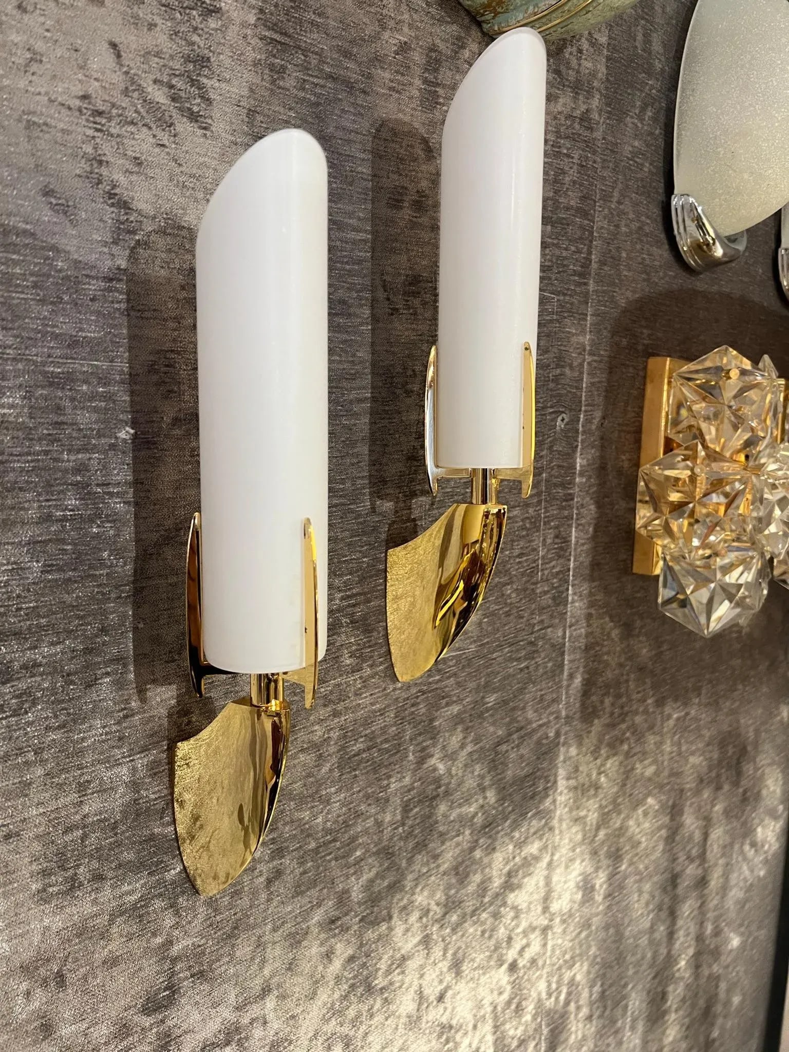 Austrian 1990s High Style Golden Wall Lamps - A Pair - 8