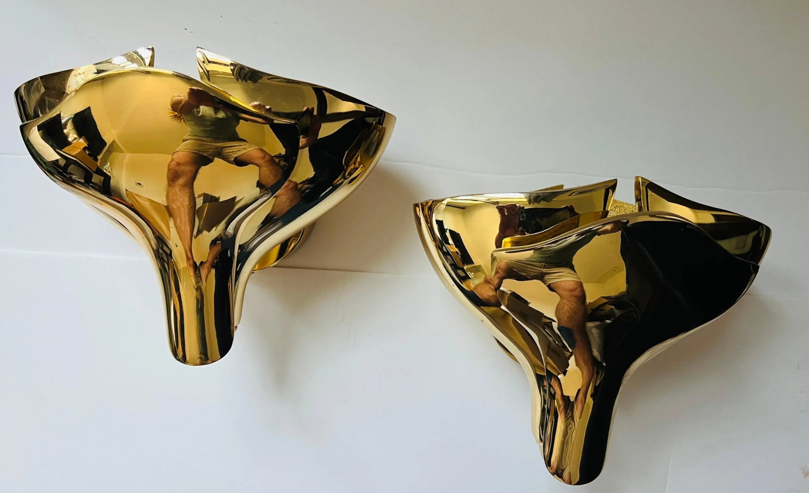 Fratelli Martini Bronze Floral Italian 1980s Wall Lamps - A Pair - 10