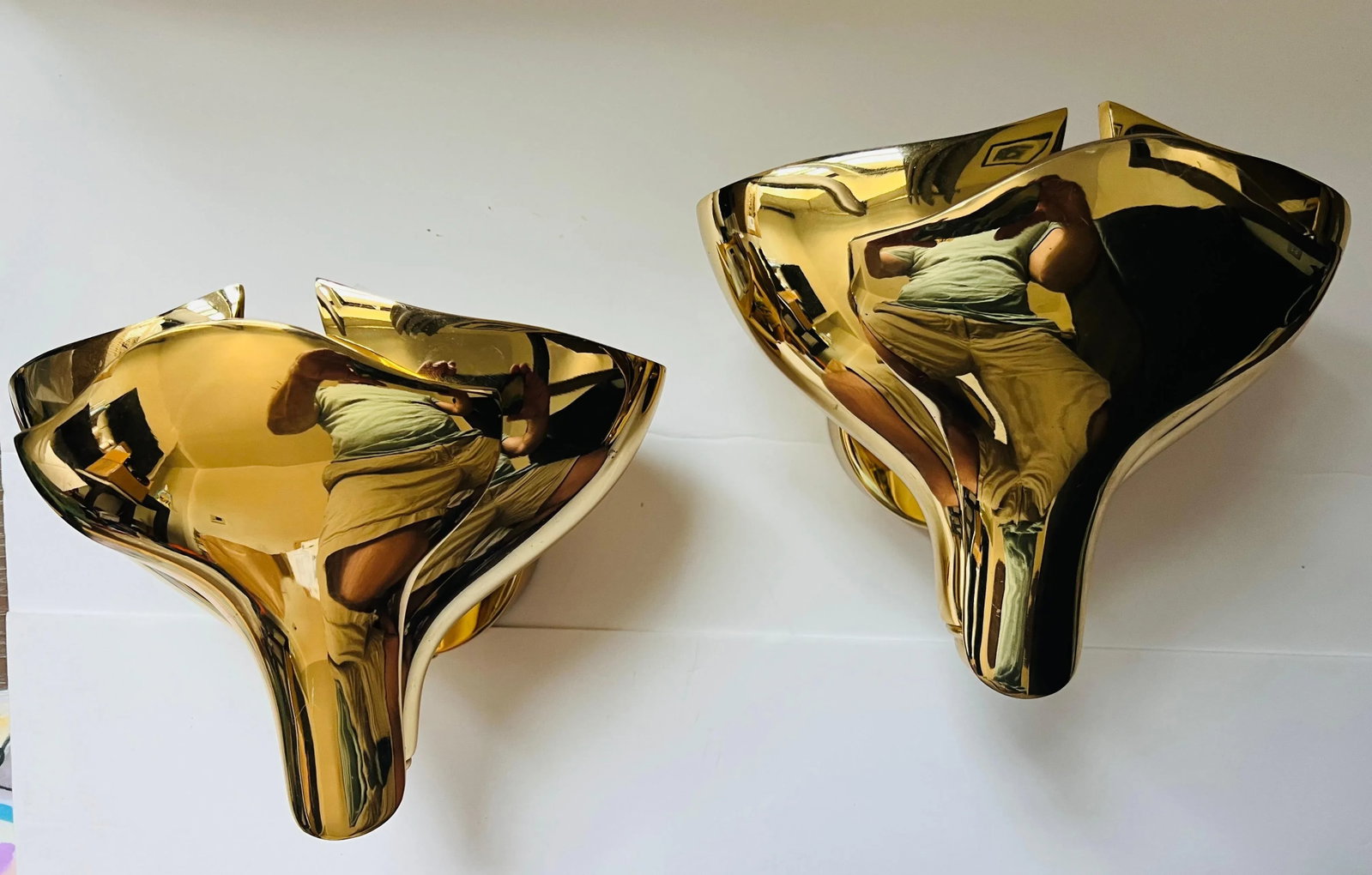 Fratelli Martini Bronze Floral Italian 1980s Wall Lamps - A Pair - 4