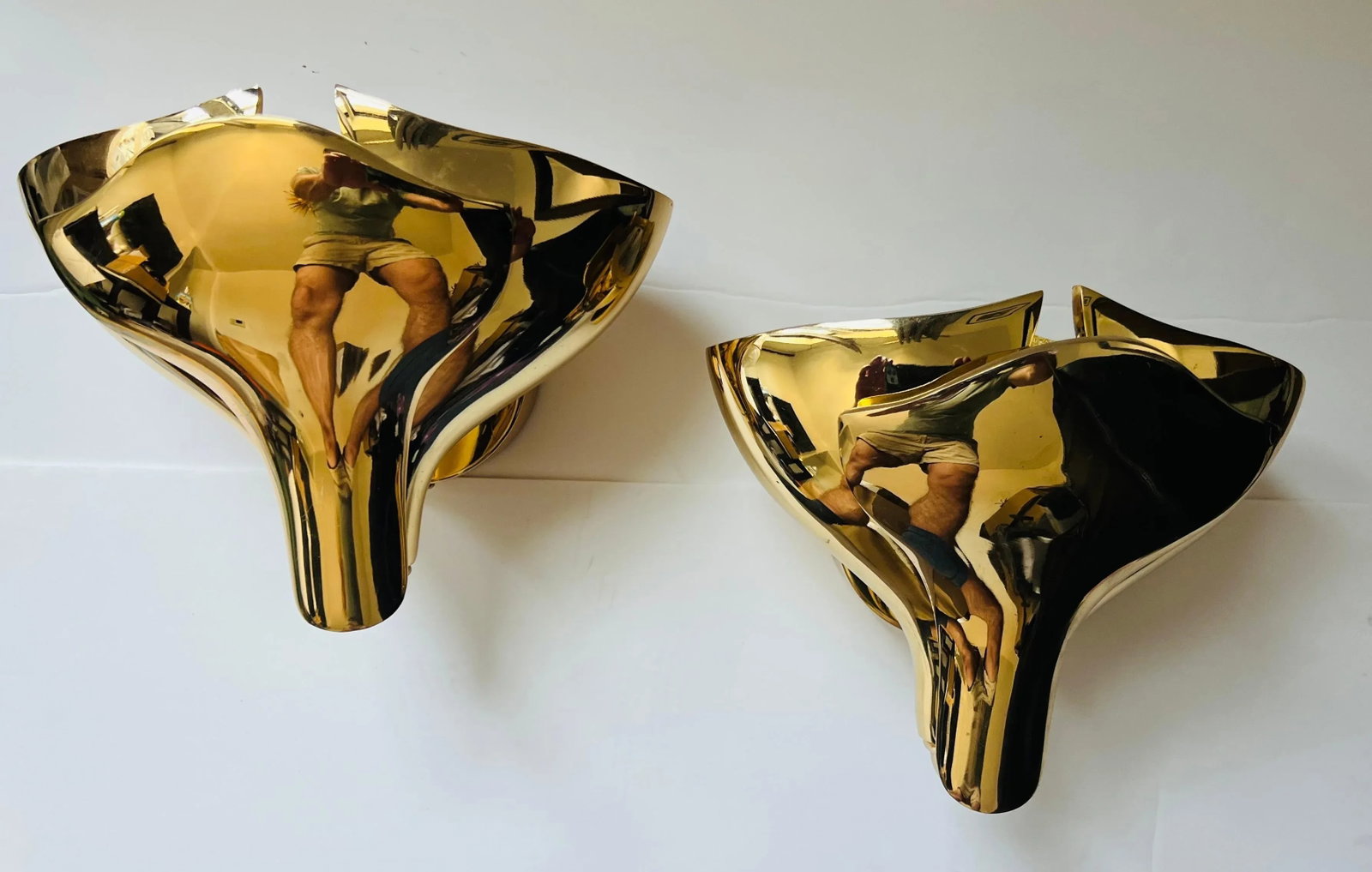Fratelli Martini Bronze Floral Italian 1980s Wall Lamps - A Pair - 5
