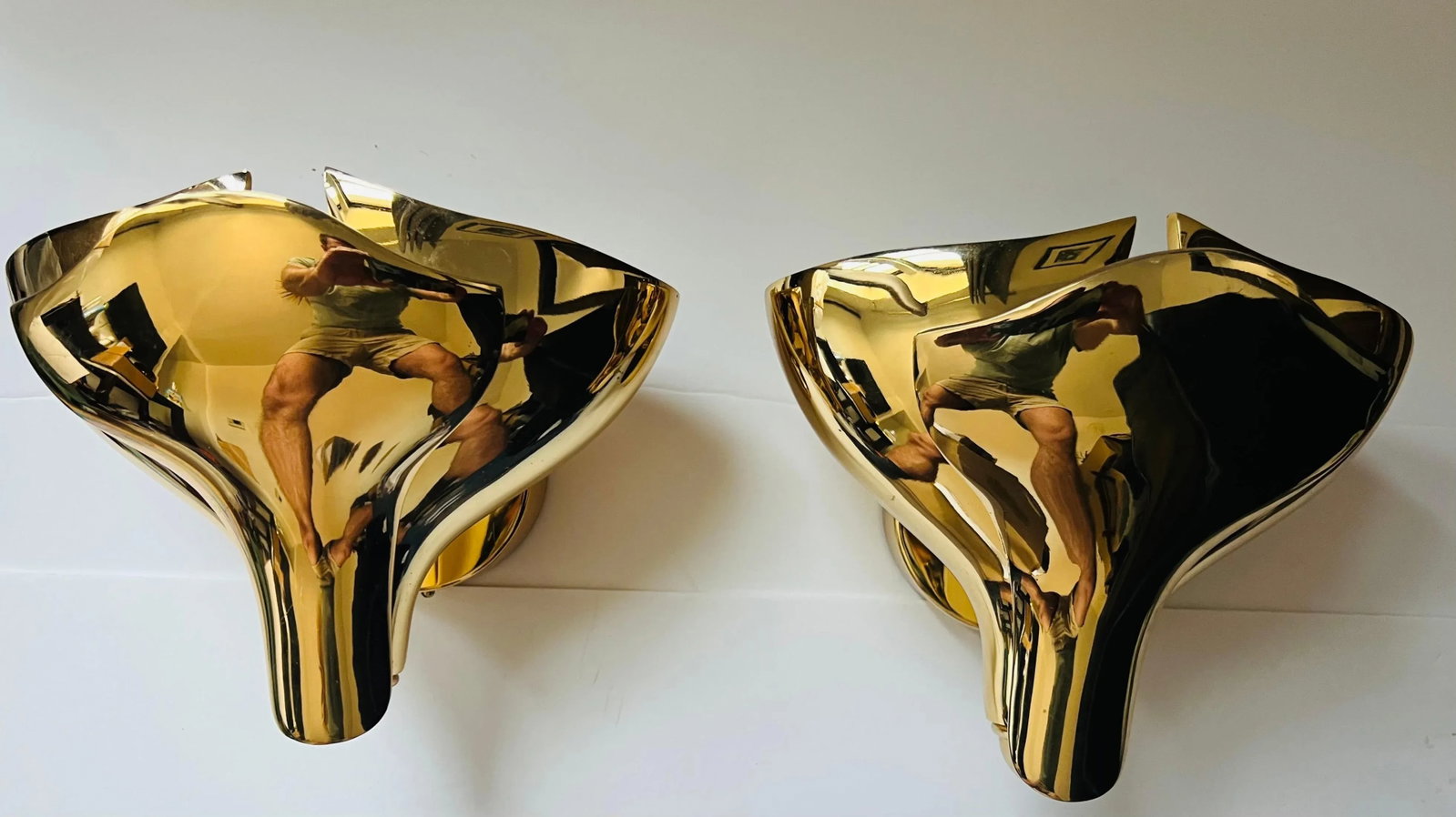 Fratelli Martini Bronze Floral Italian 1980s Wall Lamps - A Pair - 8