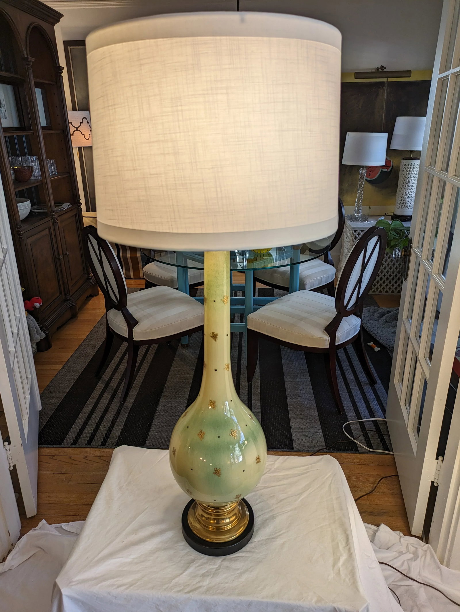 Vintage Pair Murano Long Neck Lamps in the Manner of Archimede Leguso C.1960s - 9