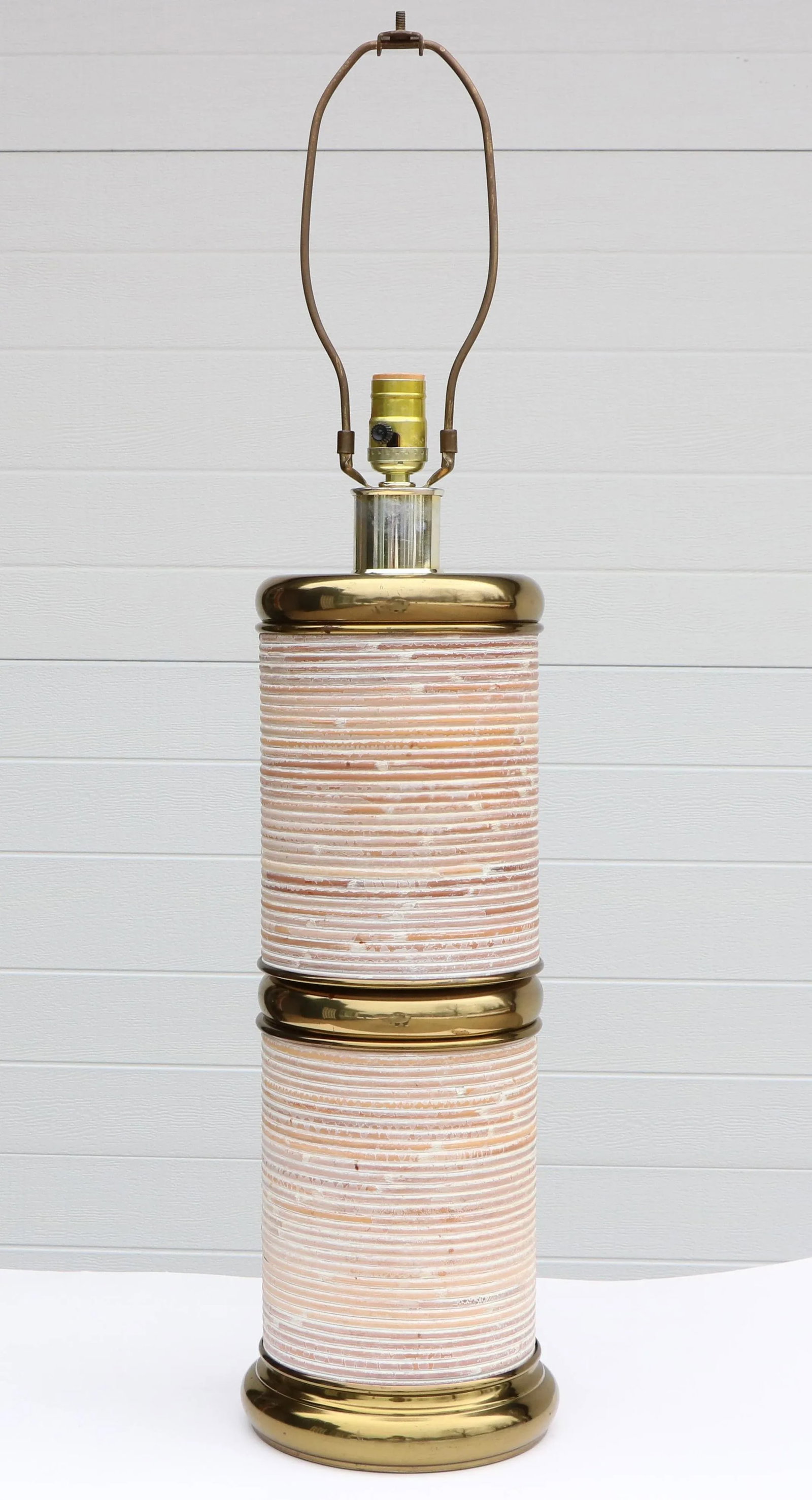 Cerused Reed & Brass Table Lamp - 2
