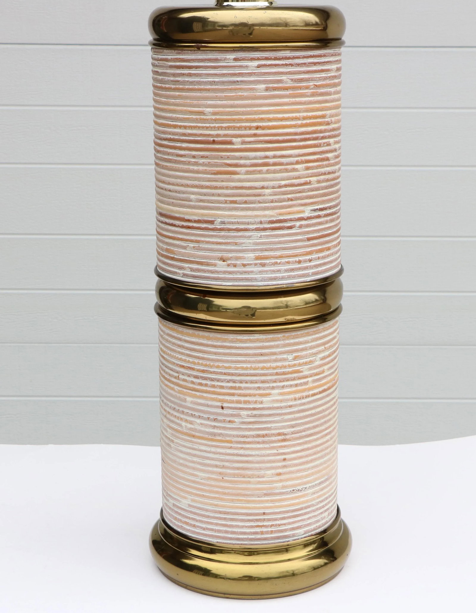 Cerused Reed & Brass Table Lamp - 3