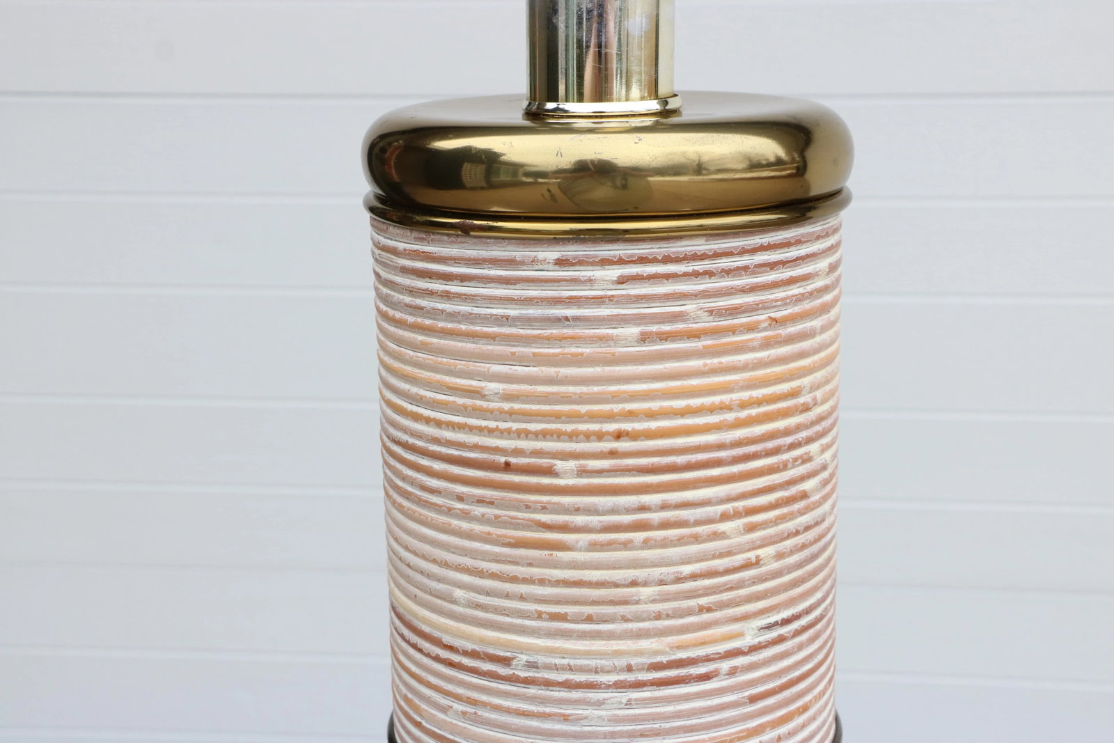 Cerused Reed & Brass Table Lamp - 7