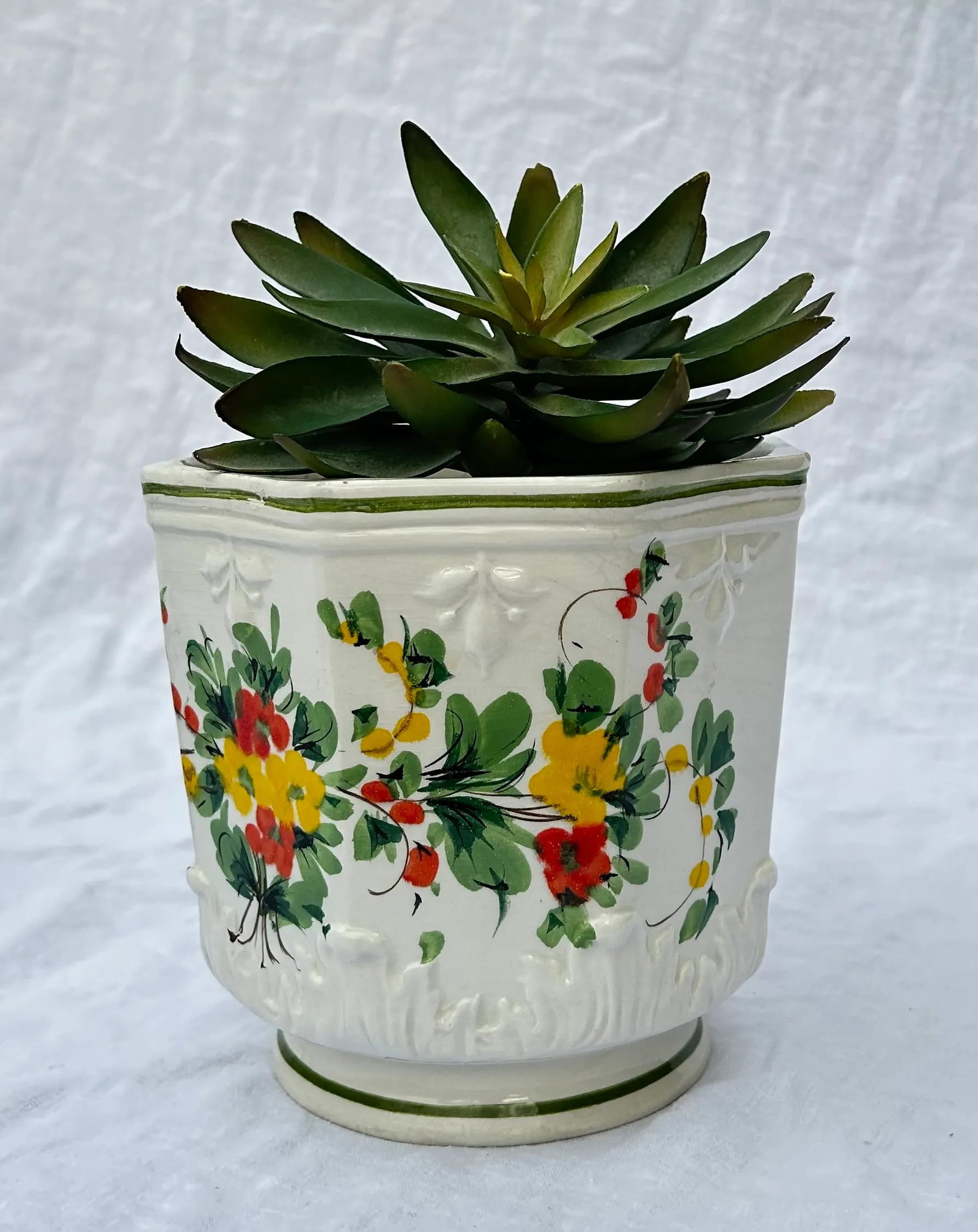 1960's Chinoiserie Hand Painted Floral Planter - 12