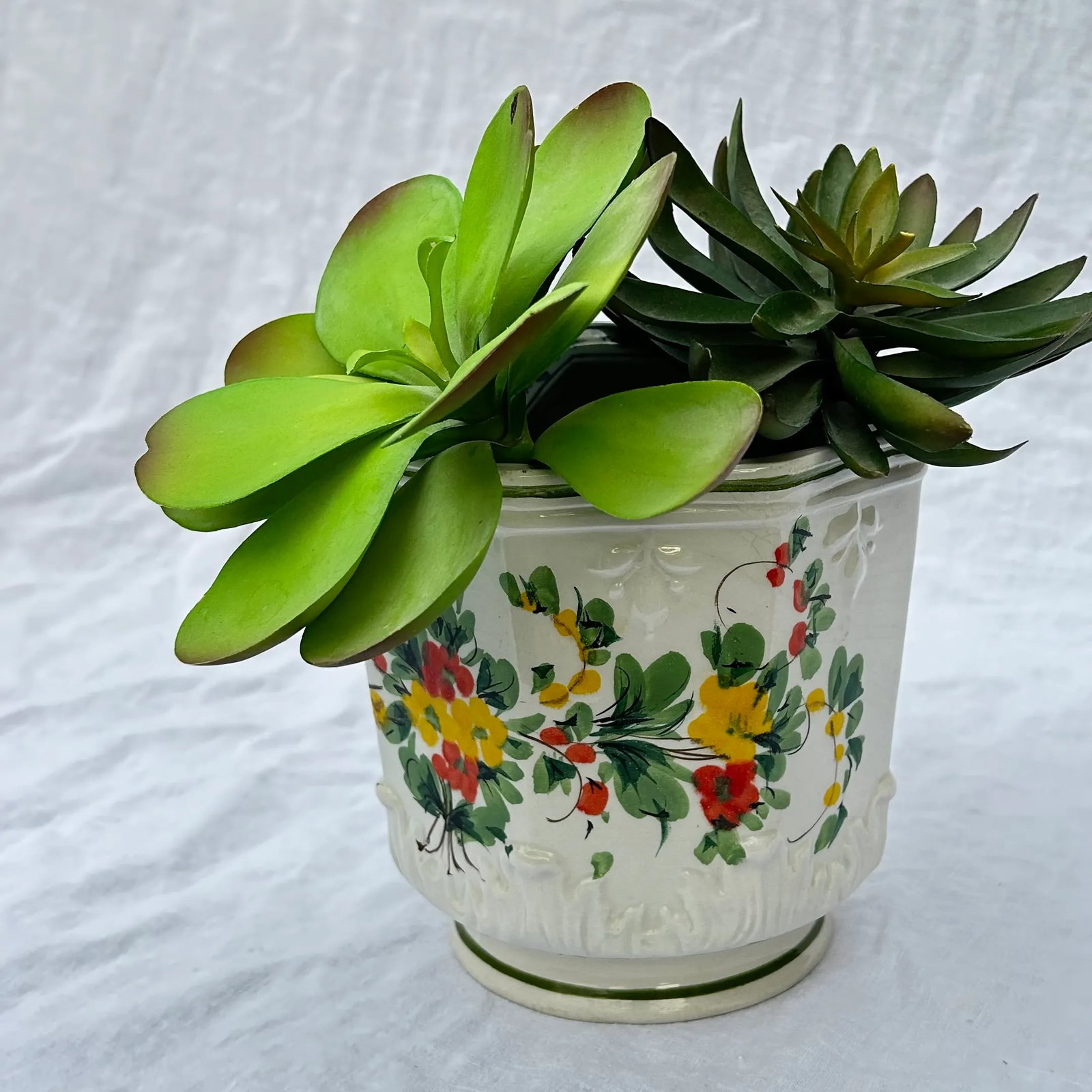 1960's Chinoiserie Hand Painted Floral Planter - 2