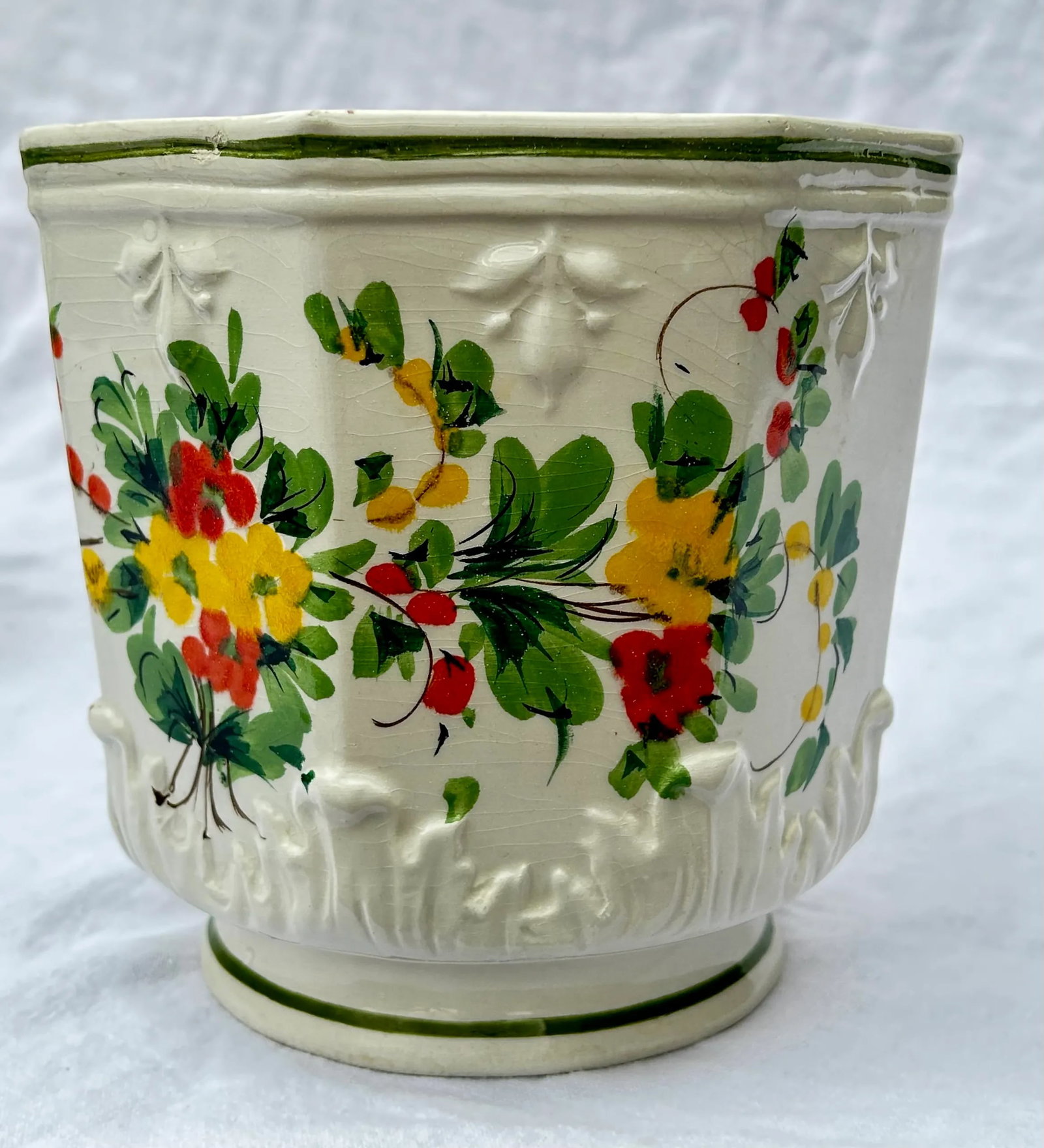 1960's Chinoiserie Hand Painted Floral Planter - 3