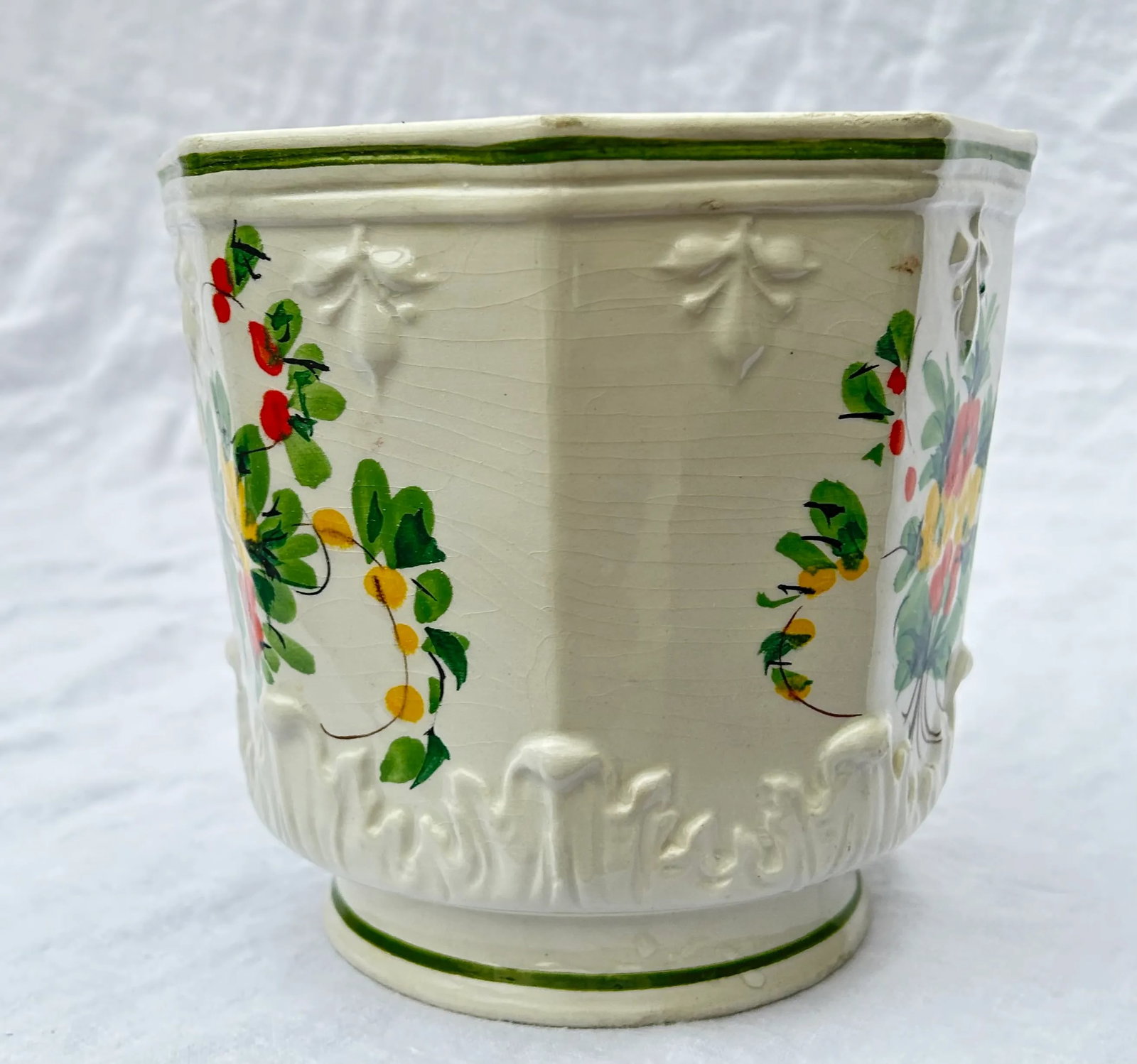 1960's Chinoiserie Hand Painted Floral Planter - 5