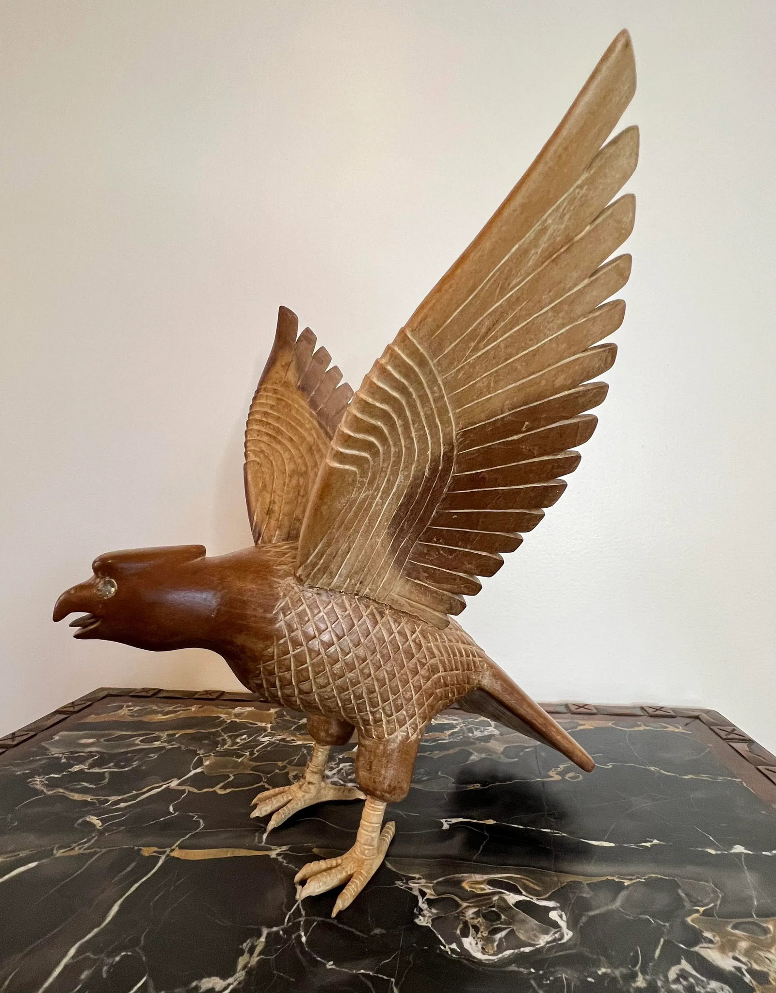Vintage Wood Falcon Carving - 2
