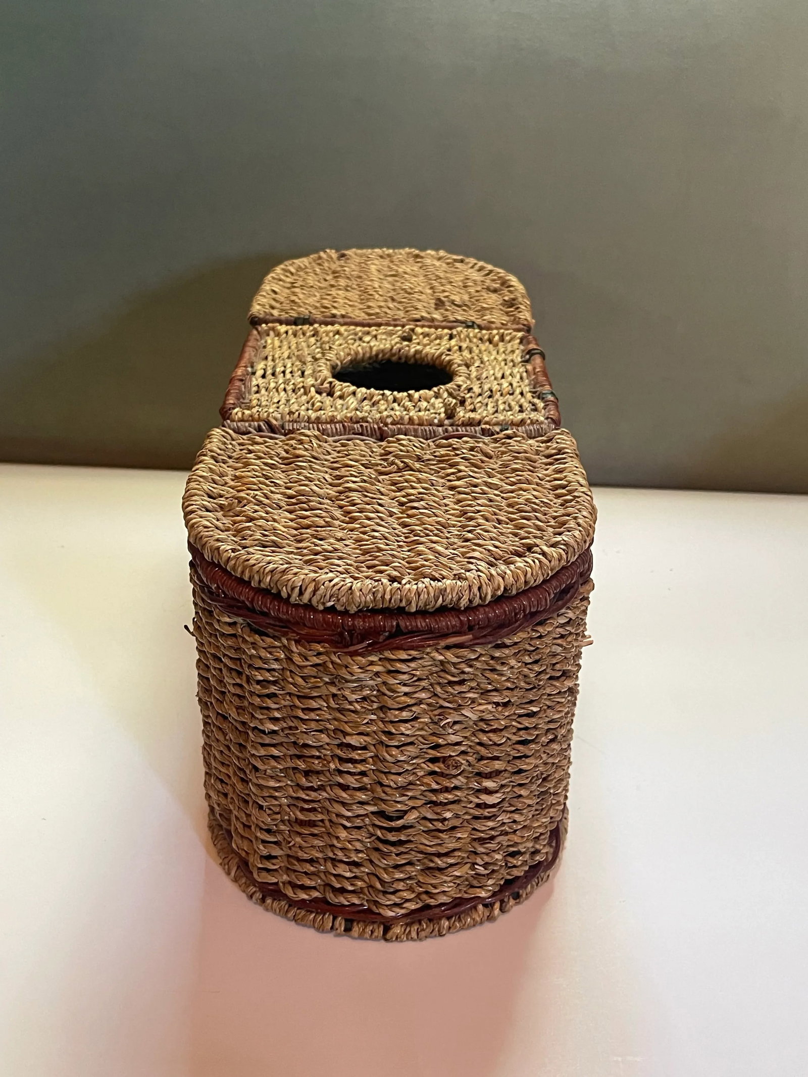 Late 20th Century Vintage Wicker 3 Compartment Basket - 4