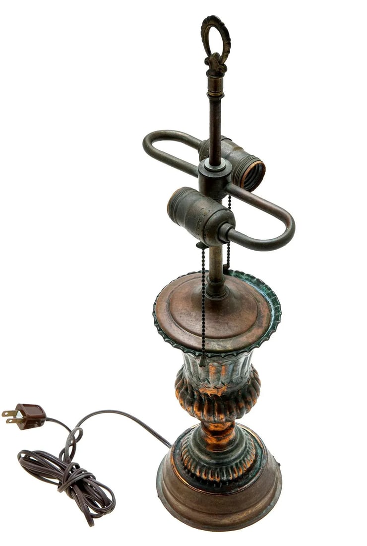 Early 20th Century Mideastern Copper & Tin Etched Trophy Lamp - 2