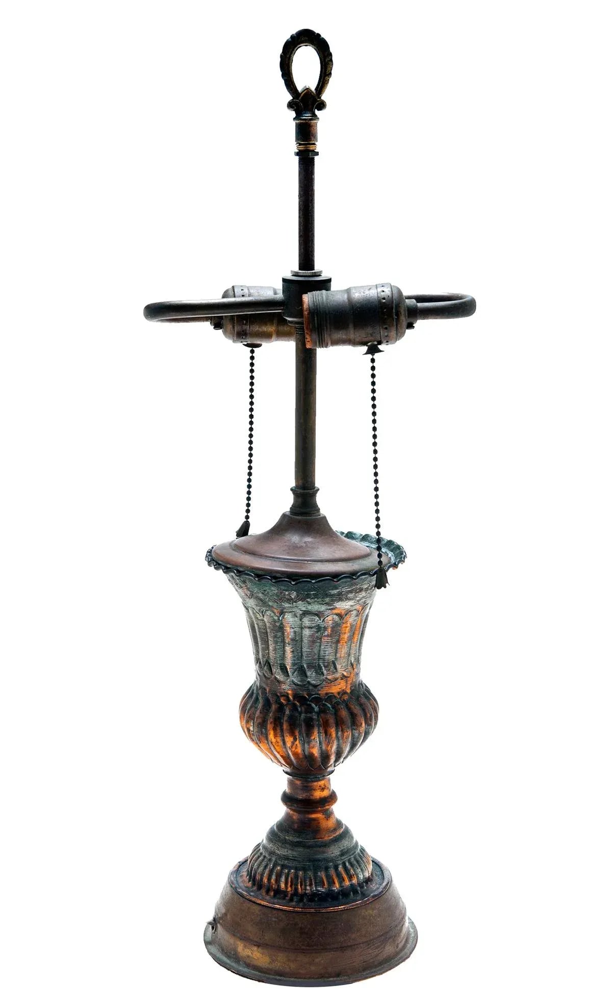 Early 20th Century Mideastern Copper & Tin Etched Trophy Lamp - 3