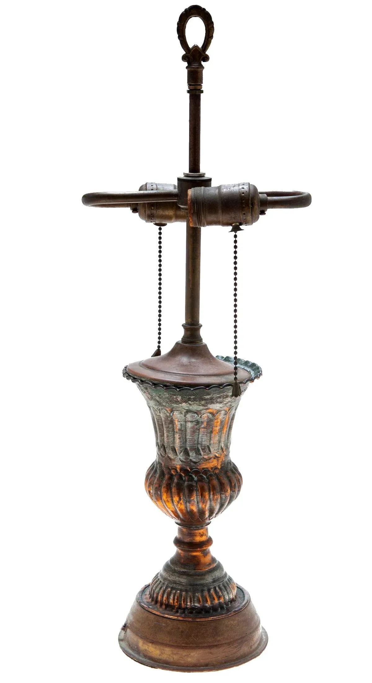 Early 20th Century Mideastern Copper & Tin Etched Trophy Lamp - 5