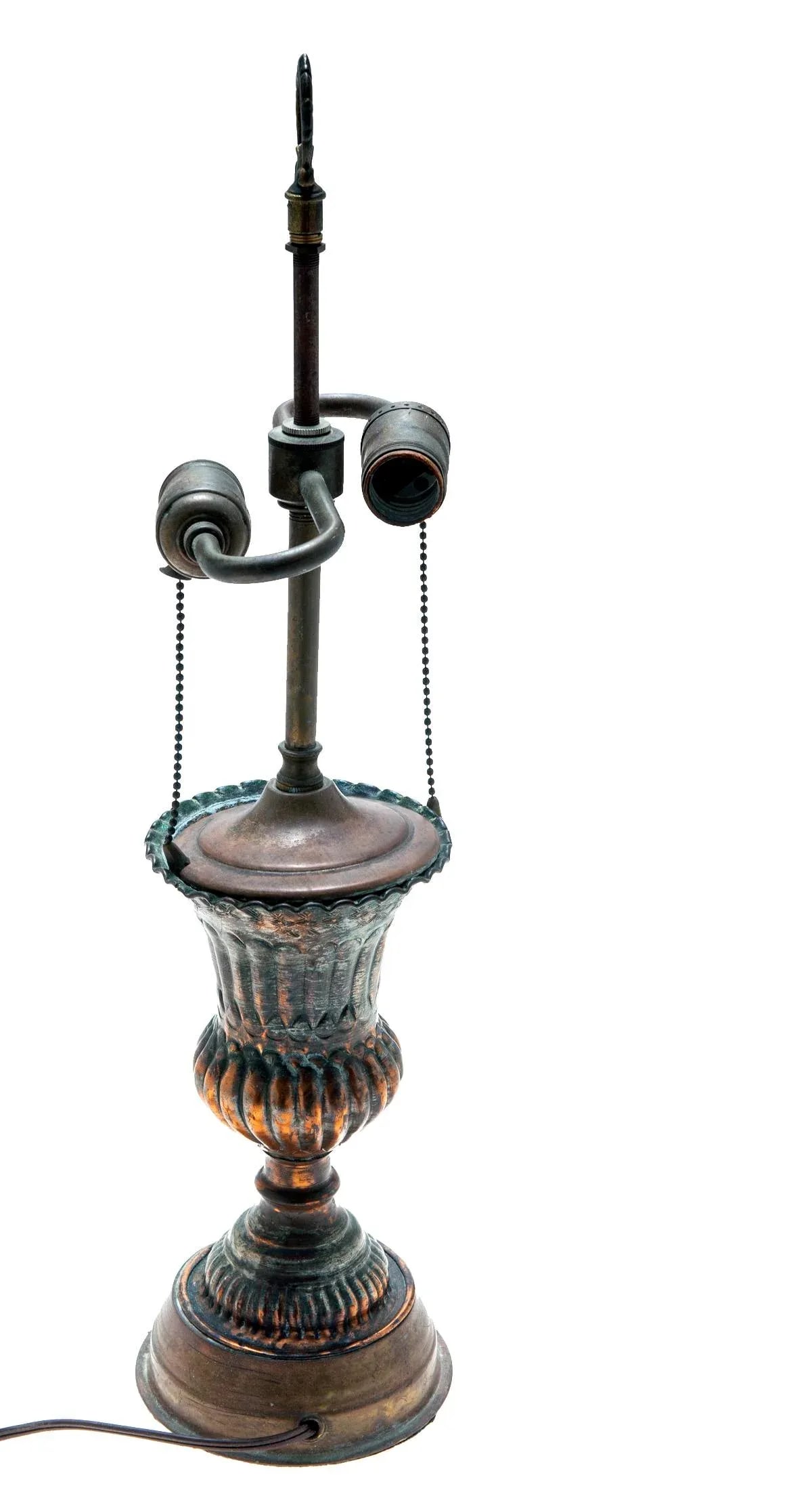 Early 20th Century Mideastern Copper & Tin Etched Trophy Lamp - 6