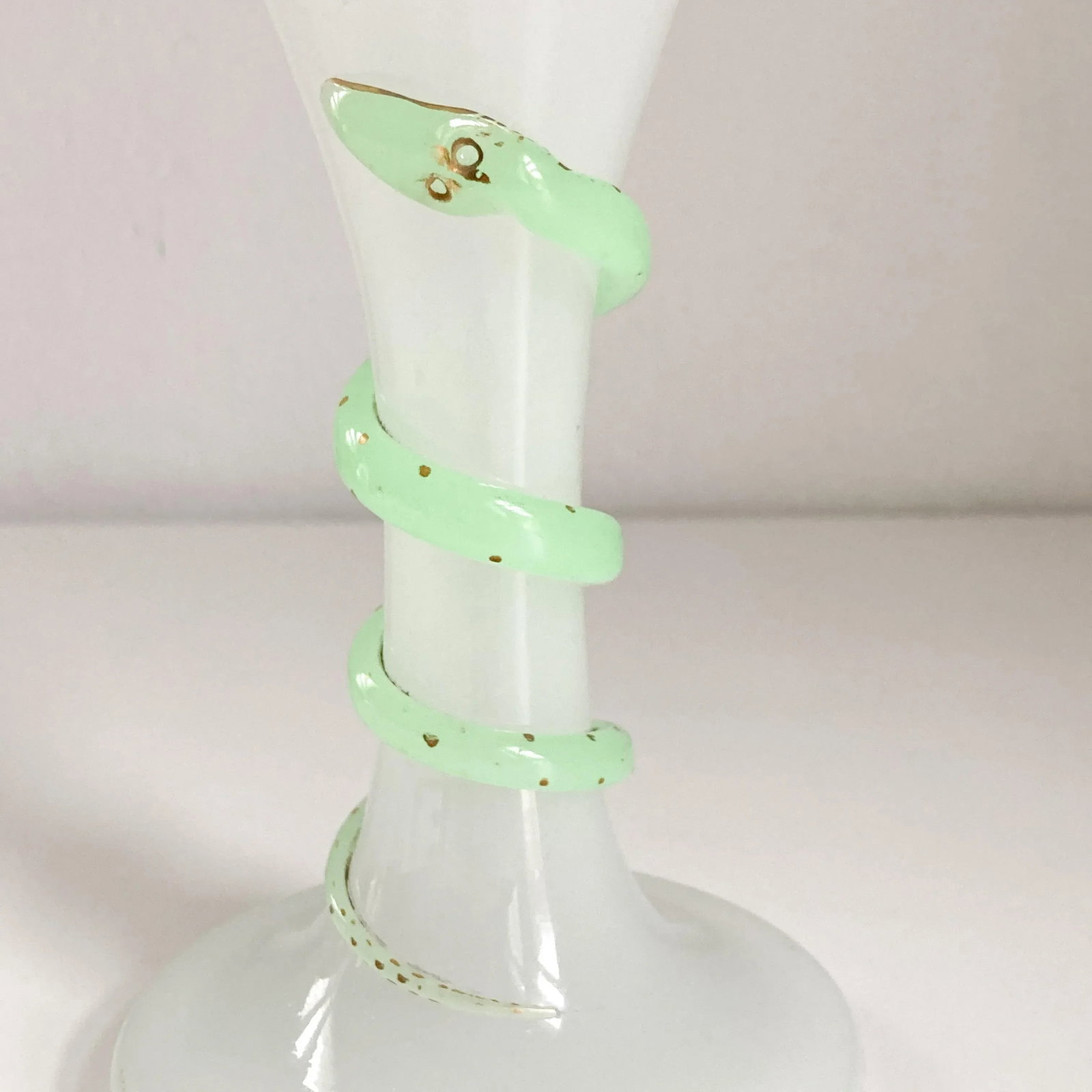 Antique Bohemian Glass Serpent Vase, Late 19th Century Serpentine Adorned Czech Glass Vase - 3