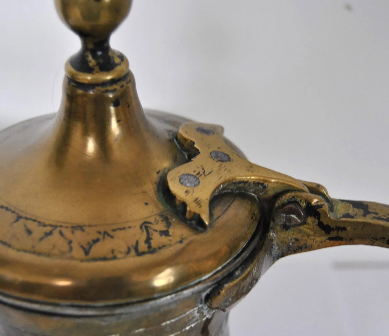 1940s Al Dallah Mecca Arabic Coffe Pot With Bronze Handle - 3