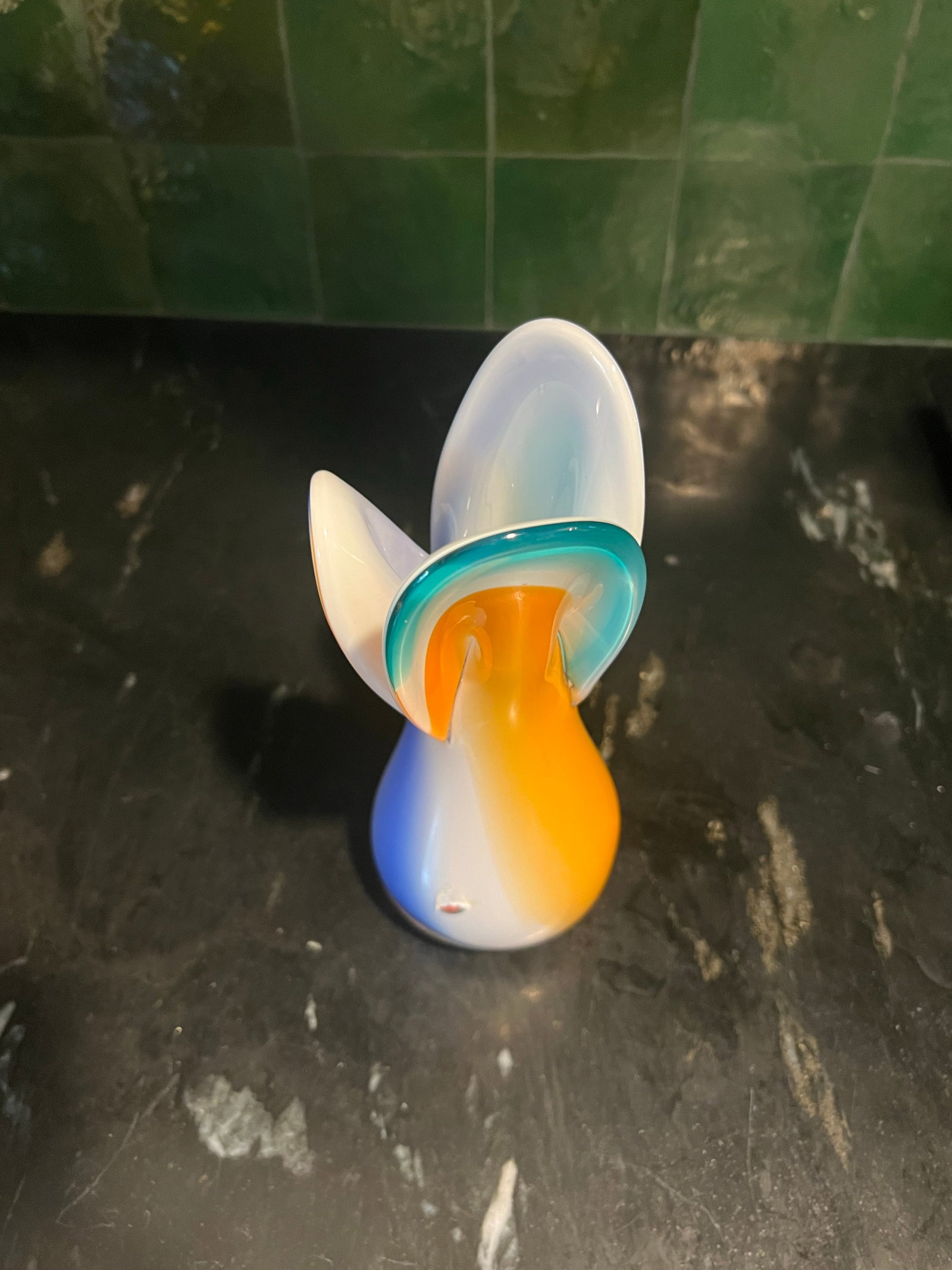 1970s Signed Murano Colorful Flower Vase - 3