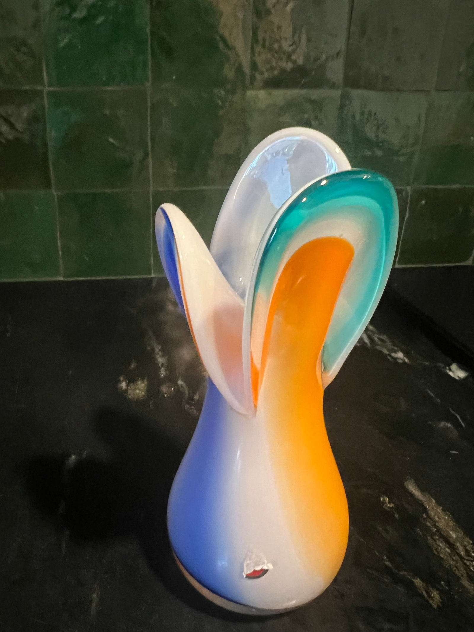1970s Signed Murano Colorful Flower Vase - 5