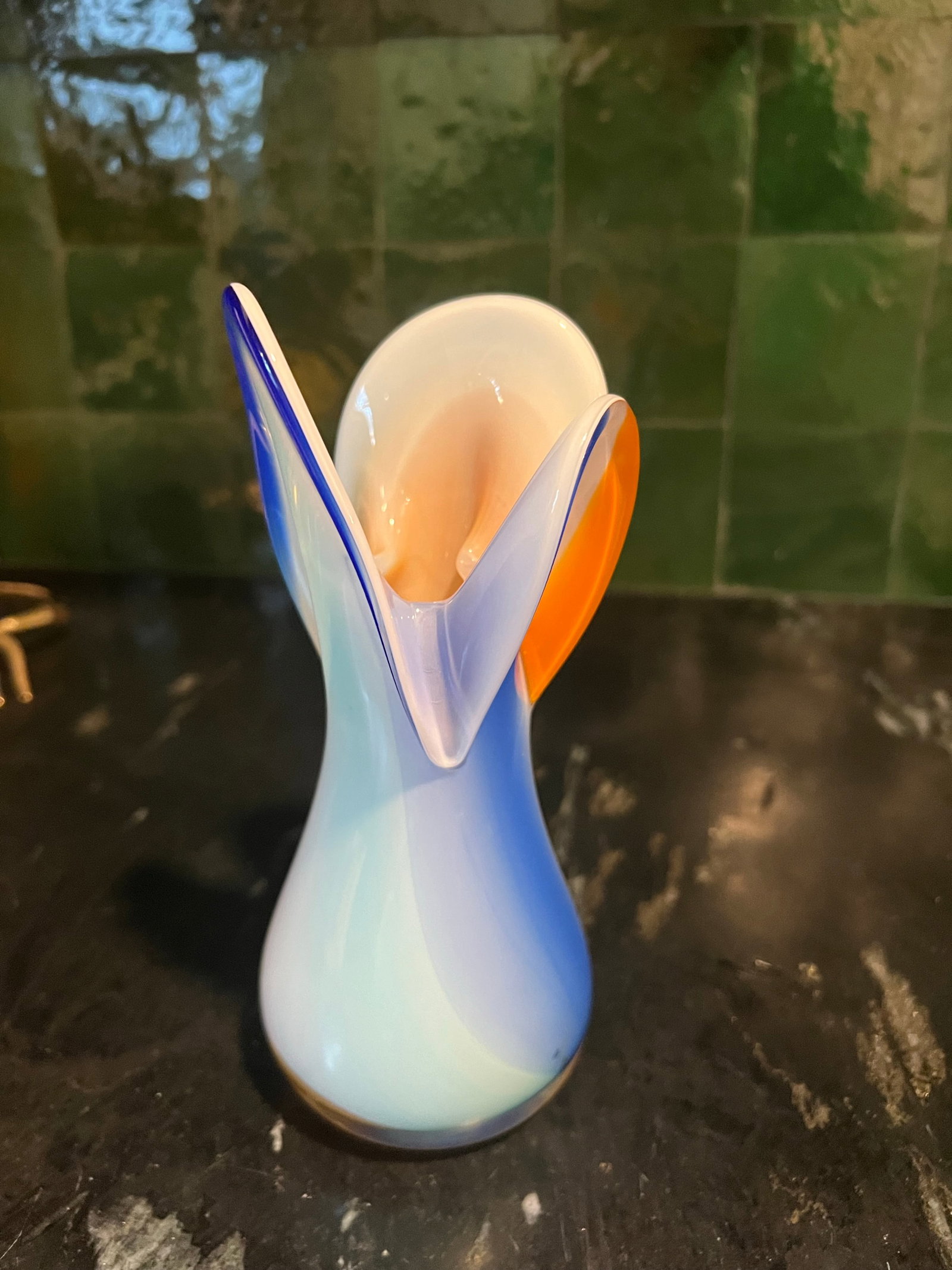 1970s Signed Murano Colorful Flower Vase - 7