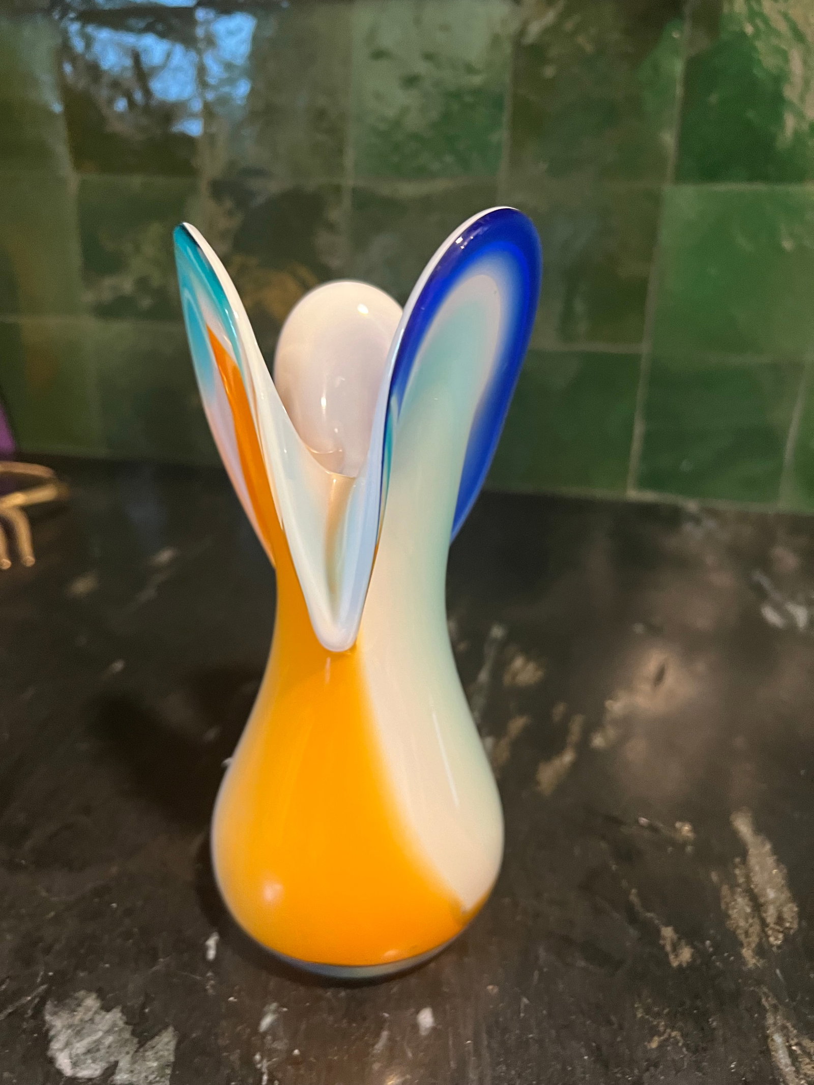 1970s Signed Murano Colorful Flower Vase - 9