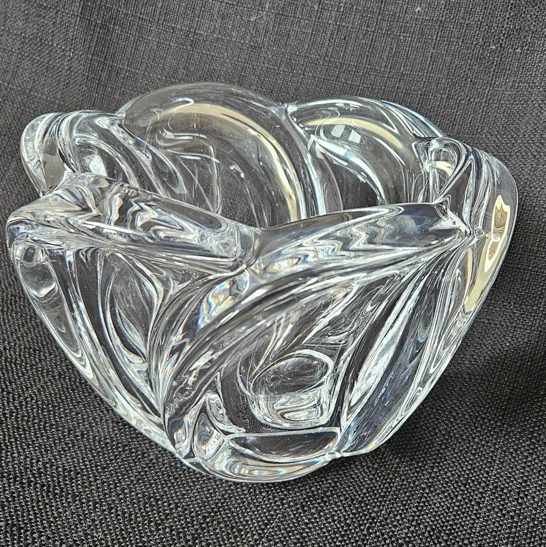 1940s Art Vannes France Crystal Art Glass Centerpiece Bowl - 2