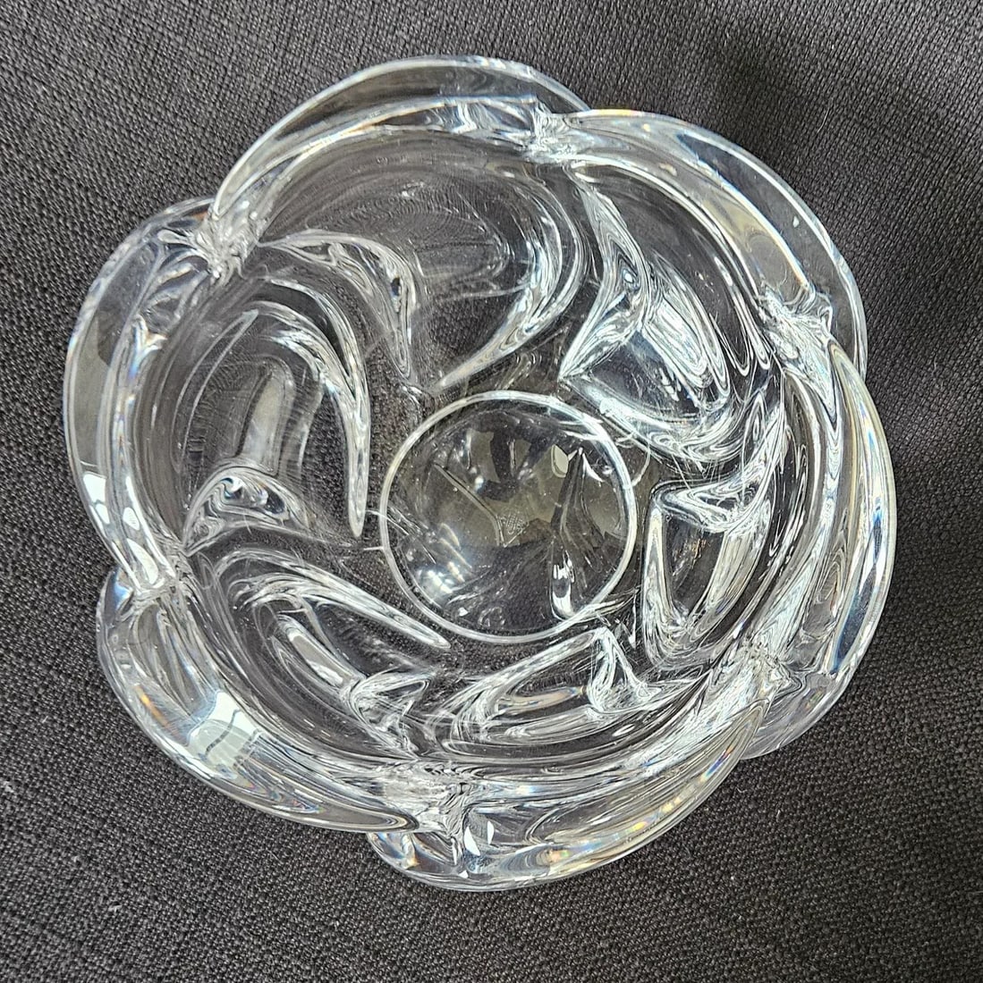 1940s Art Vannes France Crystal Art Glass Centerpiece Bowl - 3