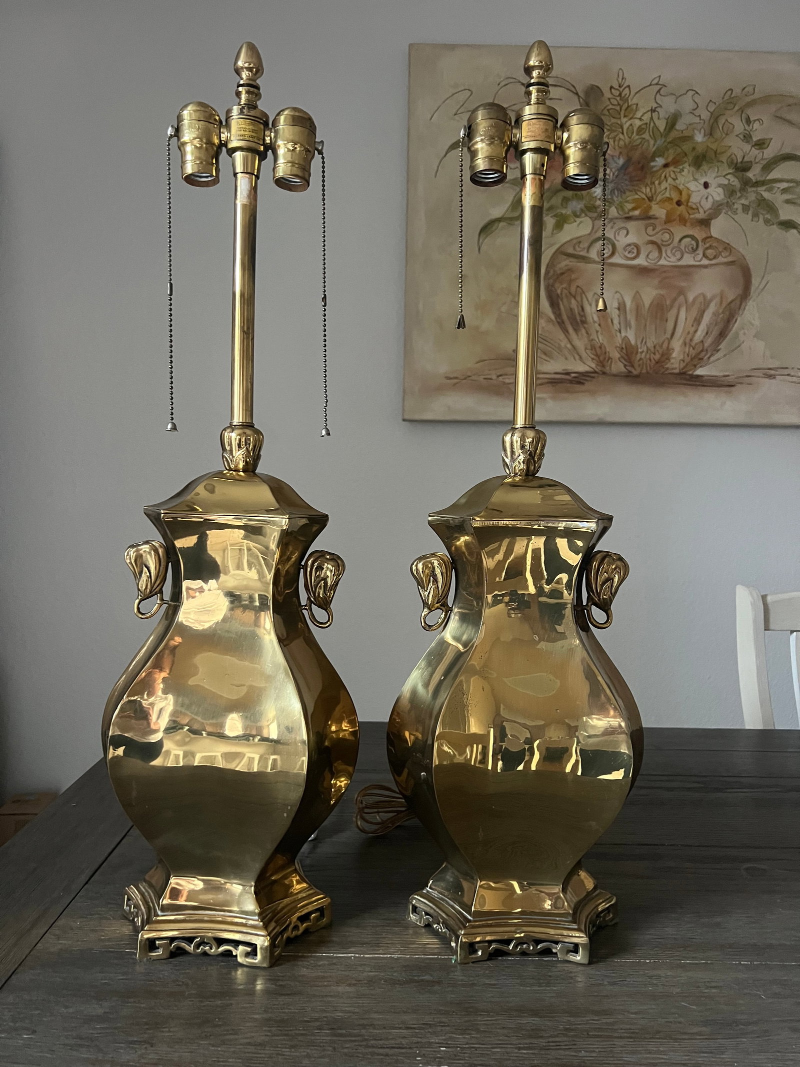 Mid-Century Marbro Brass Lamps - a Pair - 10