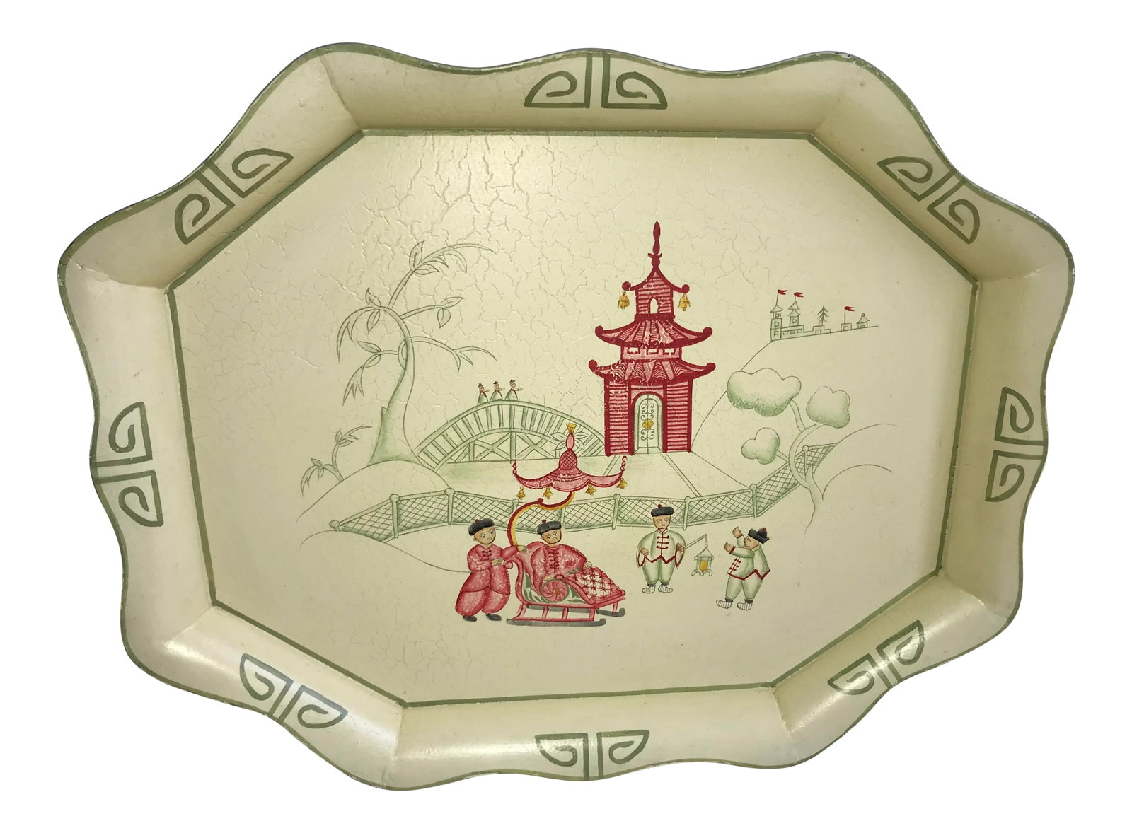 Casafina Chinoiserie Asian Motif Toleware Metal Tray (1 of 8)