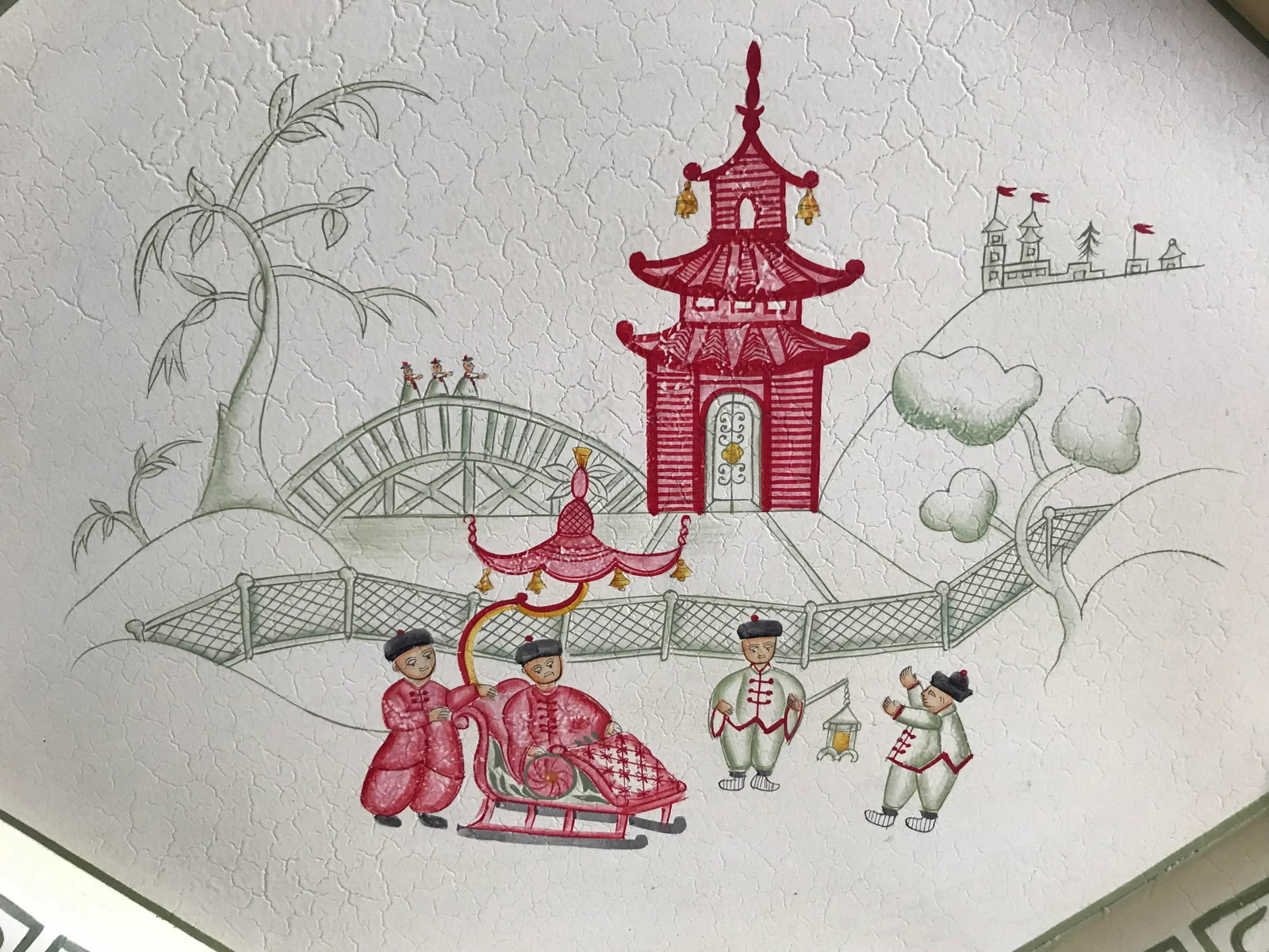 Casafina Chinoiserie Asian Motif Toleware Metal Tray - 3