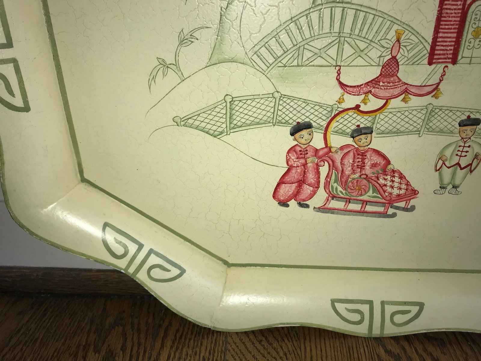 Casafina Chinoiserie Asian Motif Toleware Metal Tray - 5