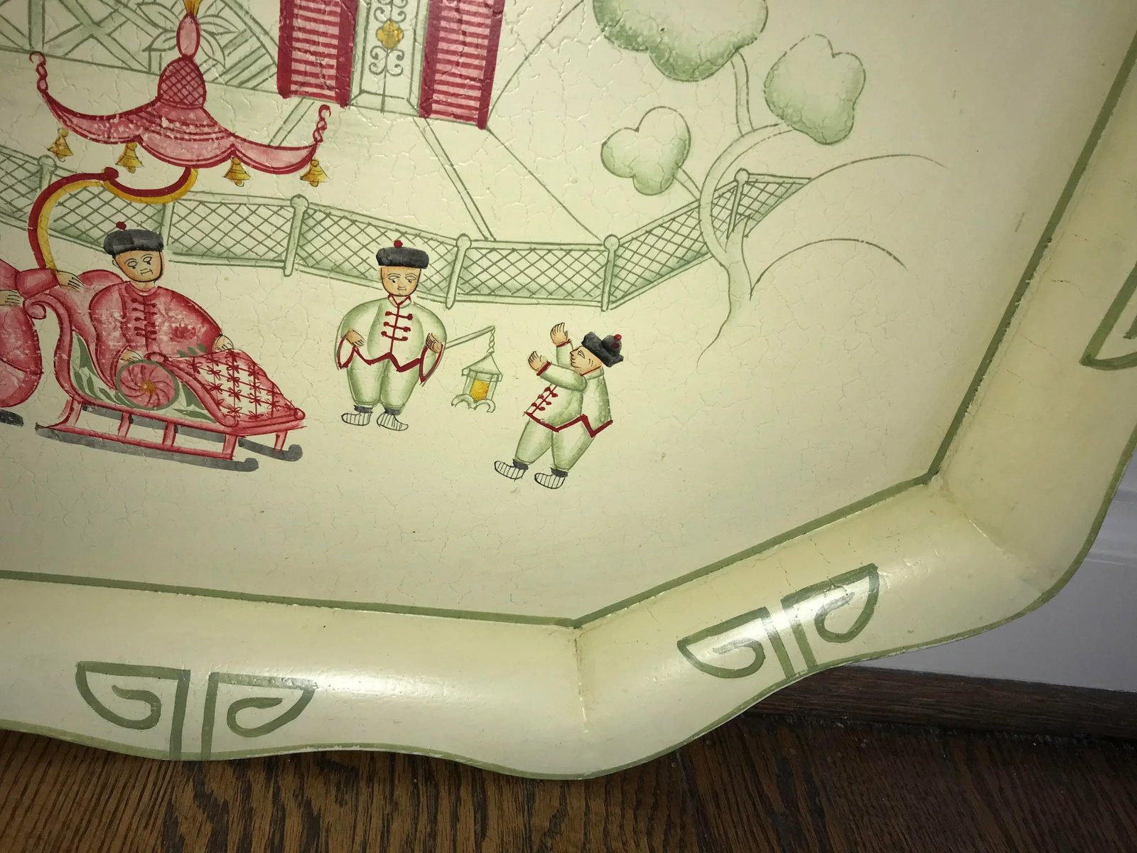 Casafina Chinoiserie Asian Motif Toleware Metal Tray - 6