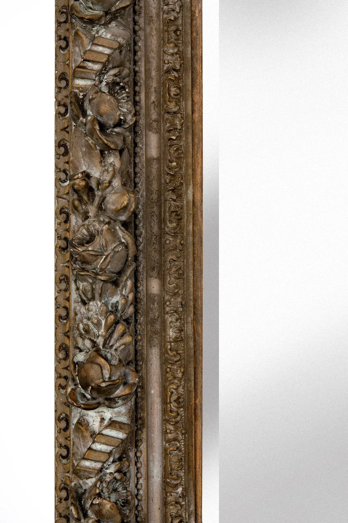 Late 19th Century Ornate Deep Framed Beveled Mirror With Roses, Blossoms & Buds - 3