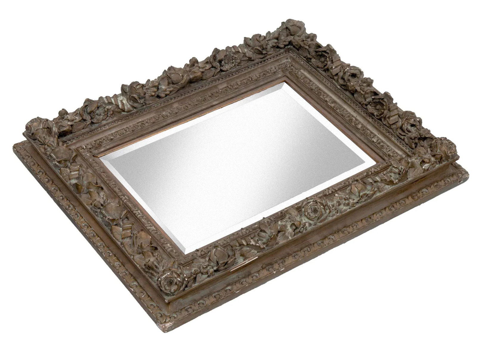 Late 19th Century Ornate Deep Framed Beveled Mirror With Roses, Blossoms & Buds - 8