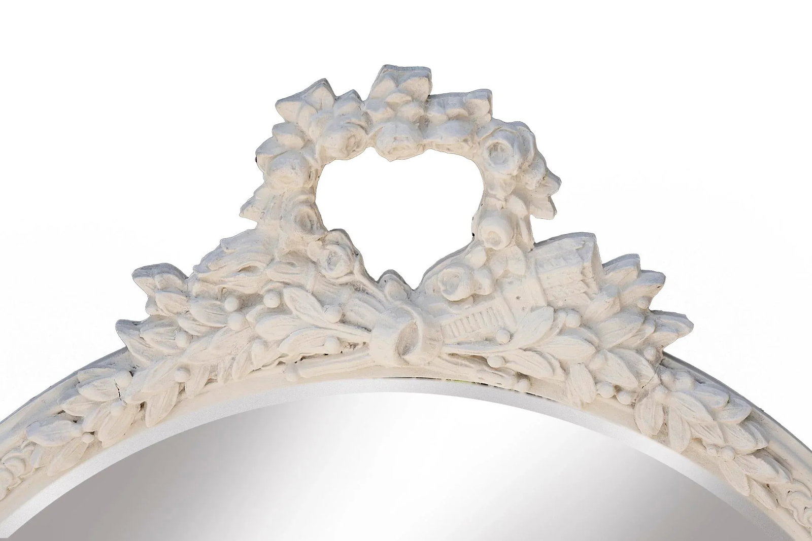 Mid 20th Century White Wooden Floral Beveled Mirror With Bow - 2