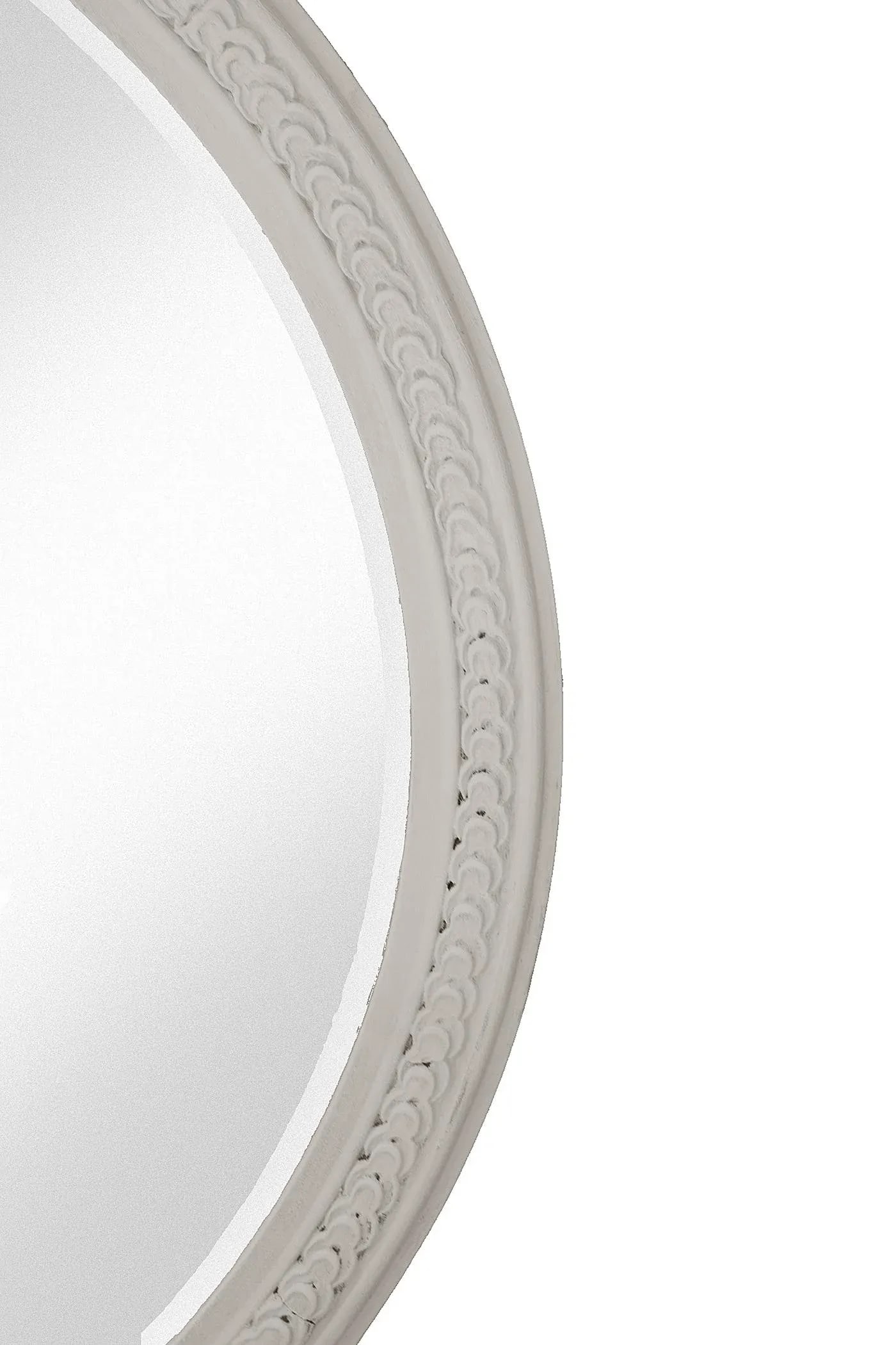 Mid 20th Century White Wooden Floral Beveled Mirror With Bow - 3