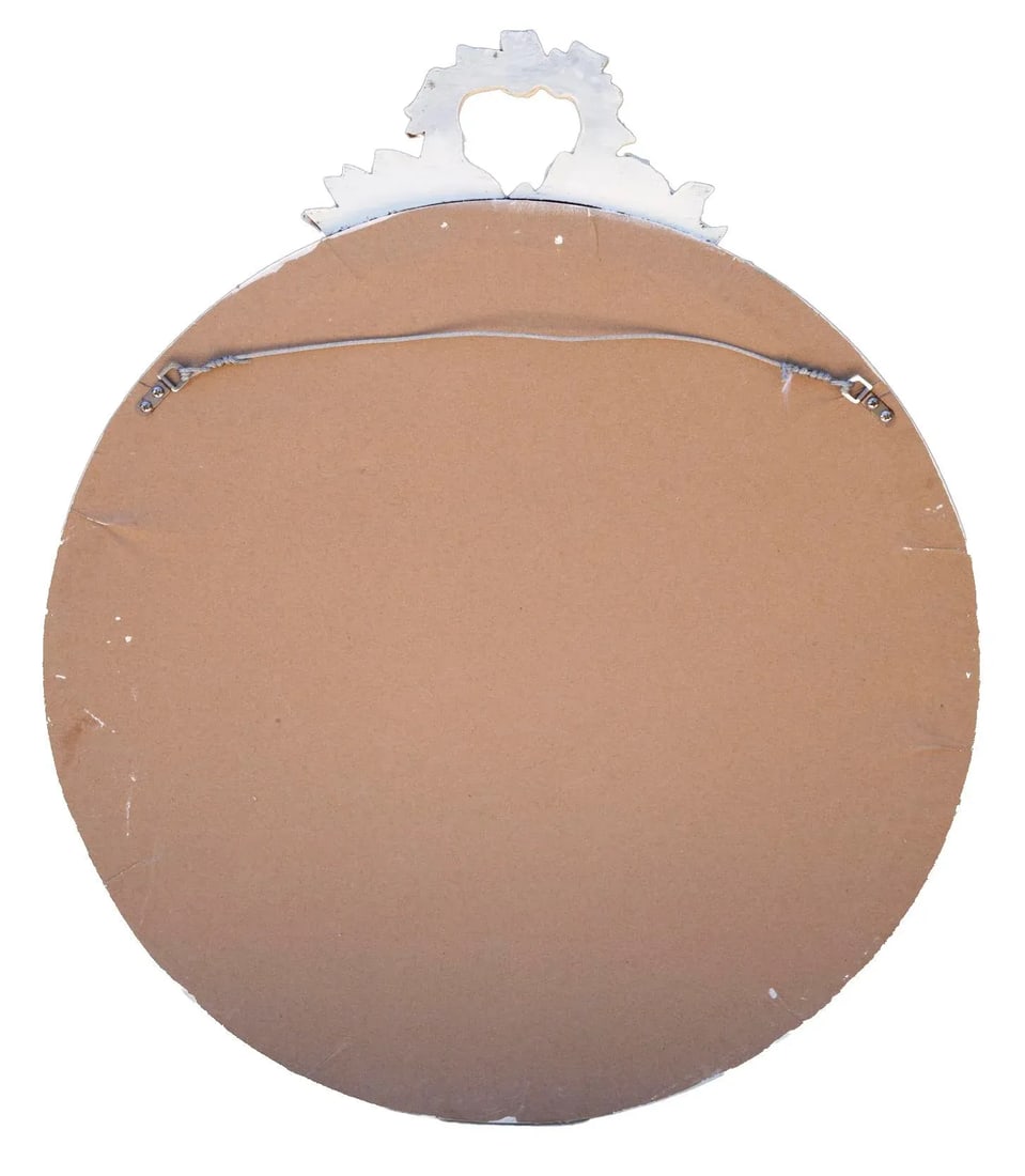 Mid 20th Century White Wooden Floral Beveled Mirror With Bow - 7